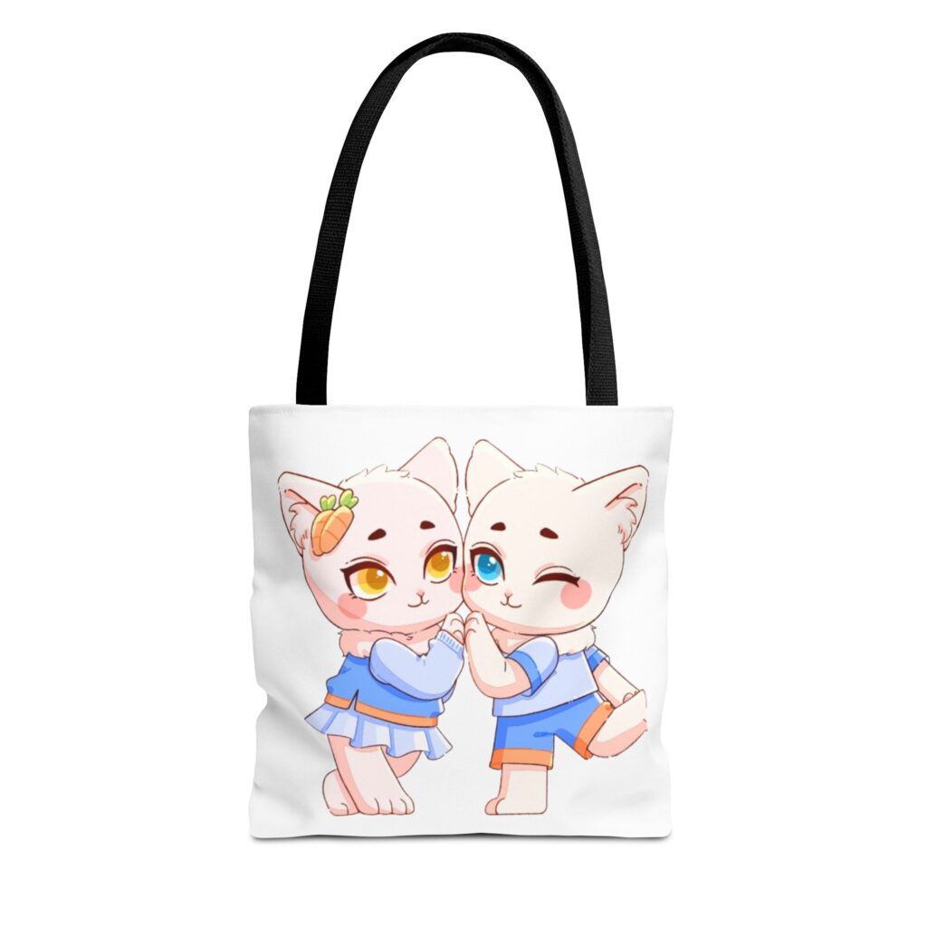 Cute Kawaii Cat Couple Tote Bag — Matching Anime Cat Friends Design