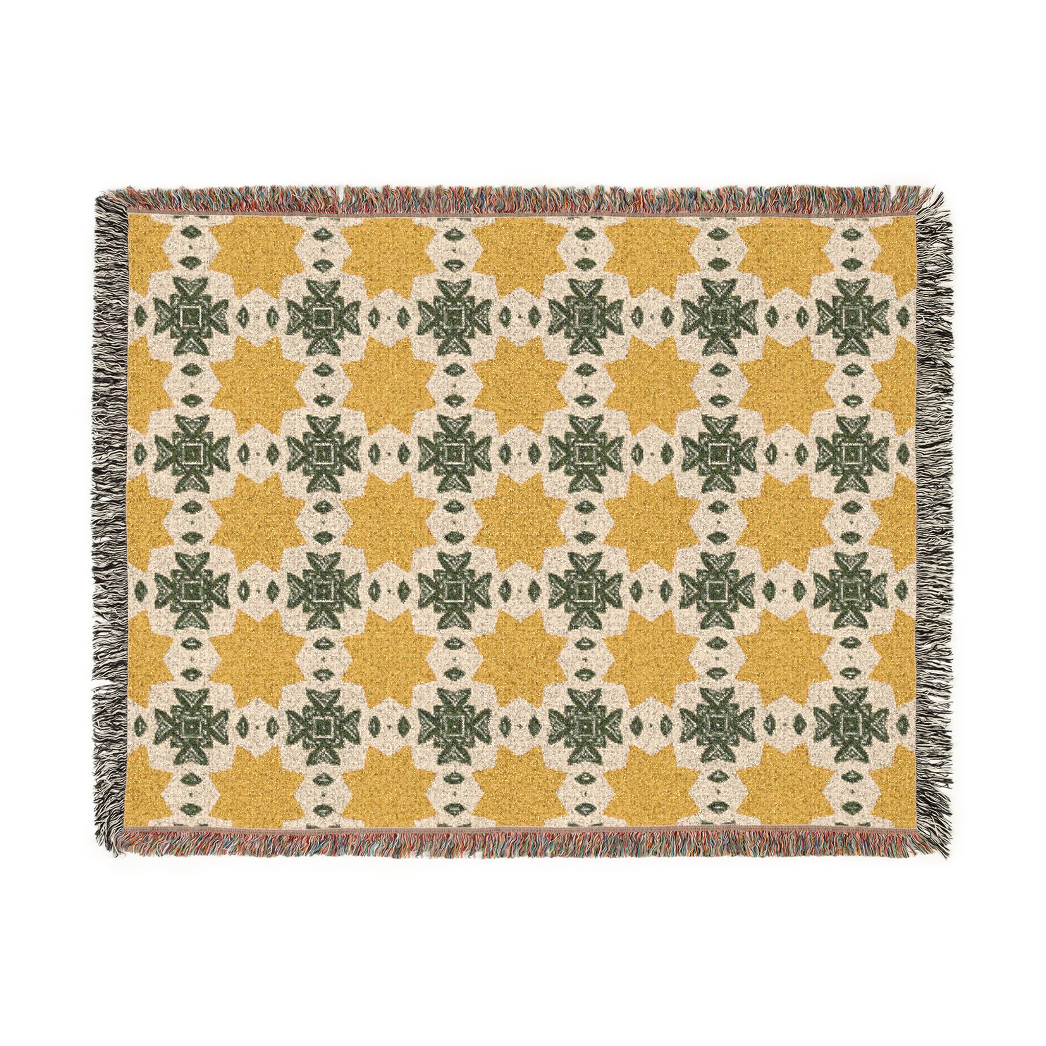 Mustard & Sage Geometric Woven Blanket - Image 2