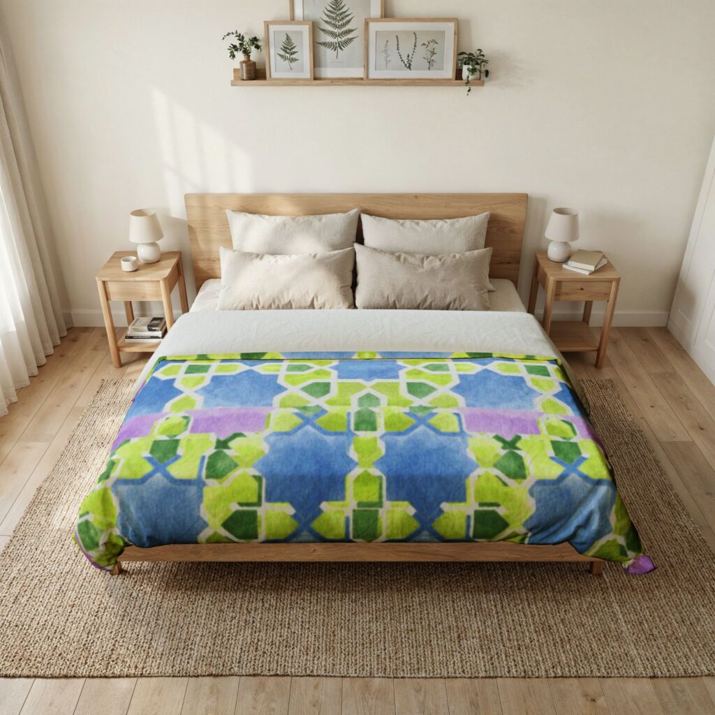 Colorful Geometric Floral Cotton Duvet Cover