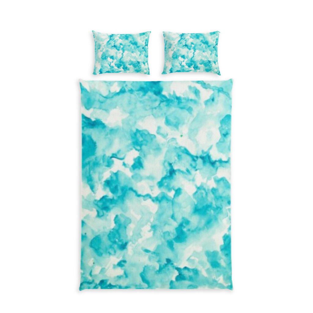 Turquoise Watercolor Cloud Cotton Bed Set