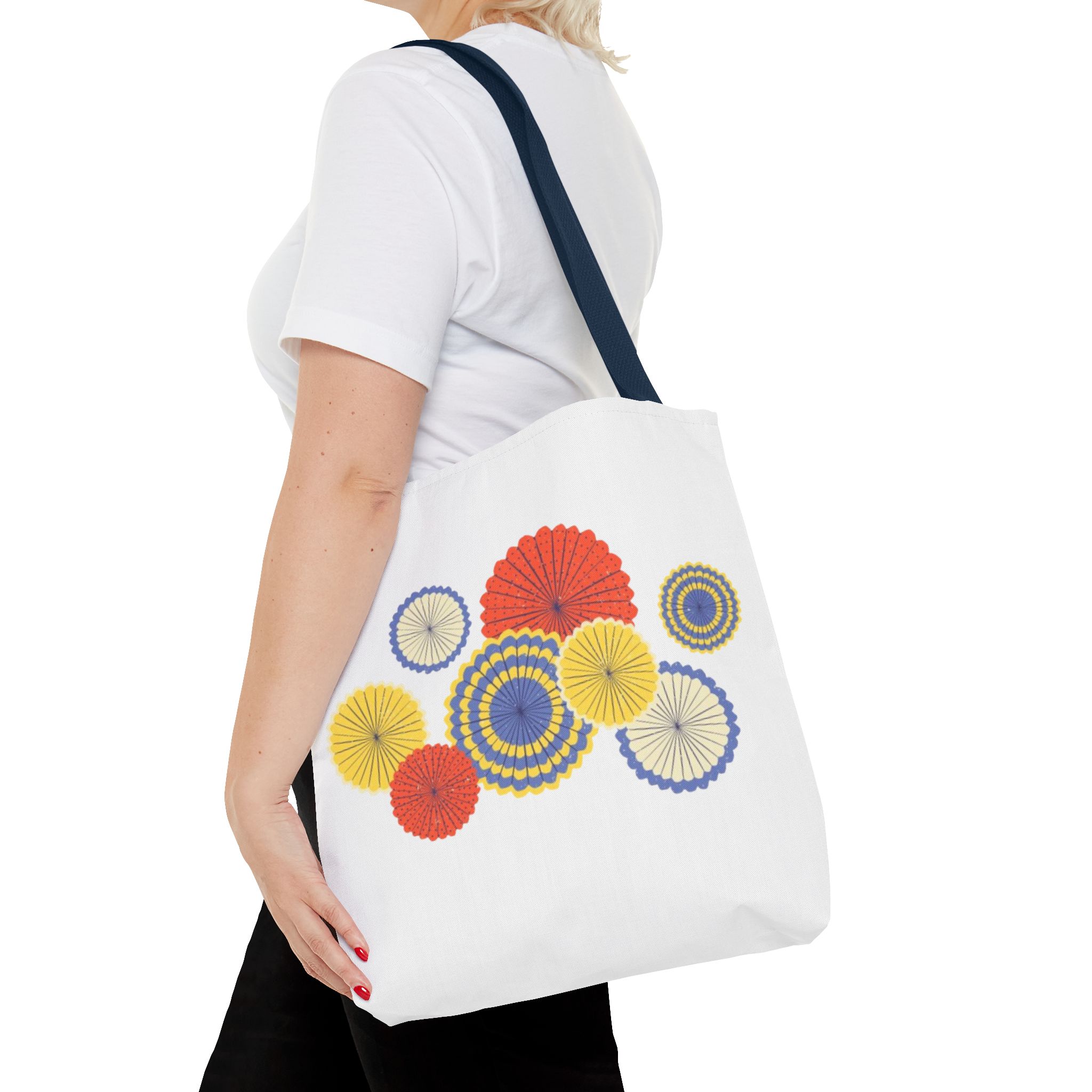 Floral Paper Fans Tote Bag — Colorful Retro Sunburst Design - Image 56