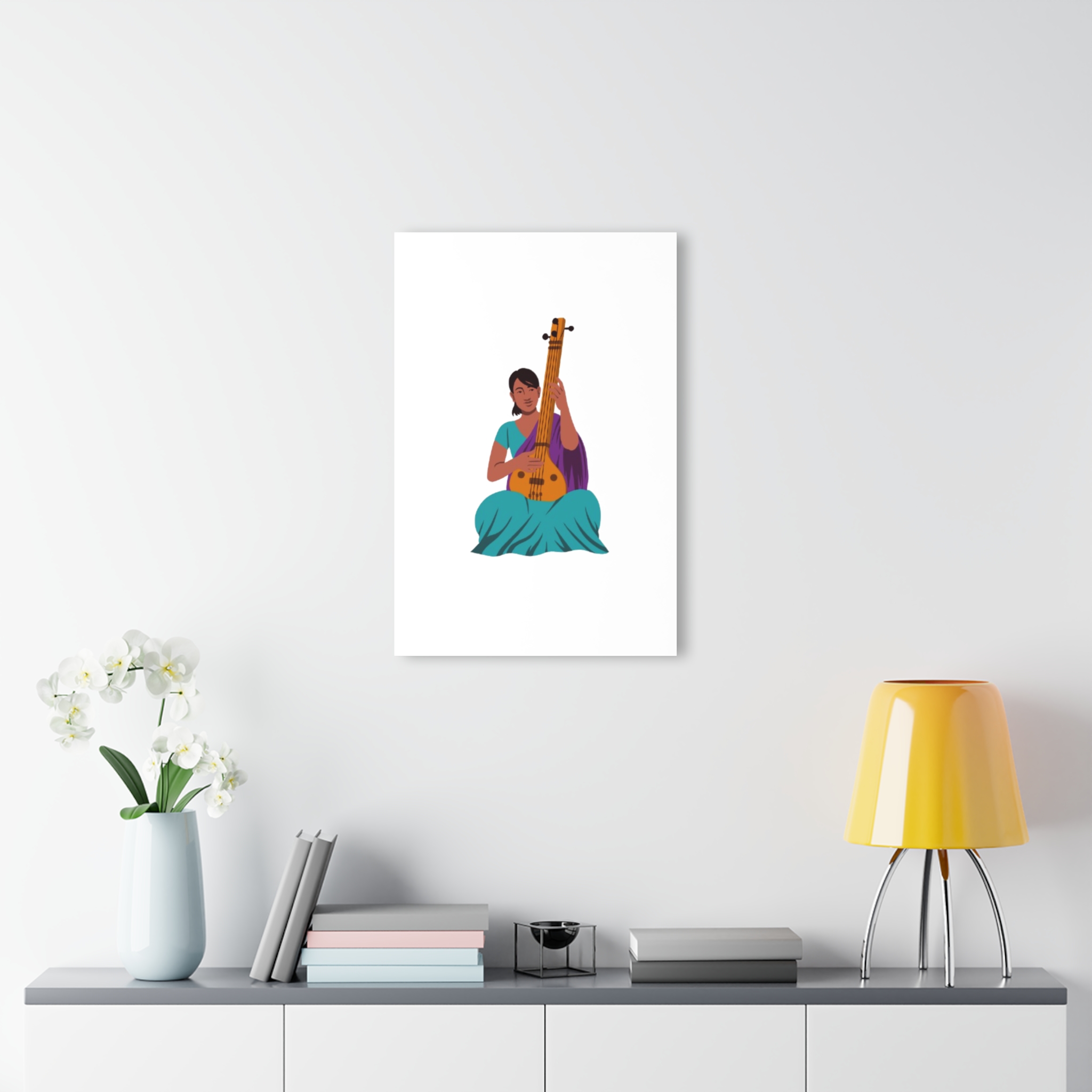 Acrylic Print — Seated Indian Musician Veena Art (French Cleat Hanging) - Image 12