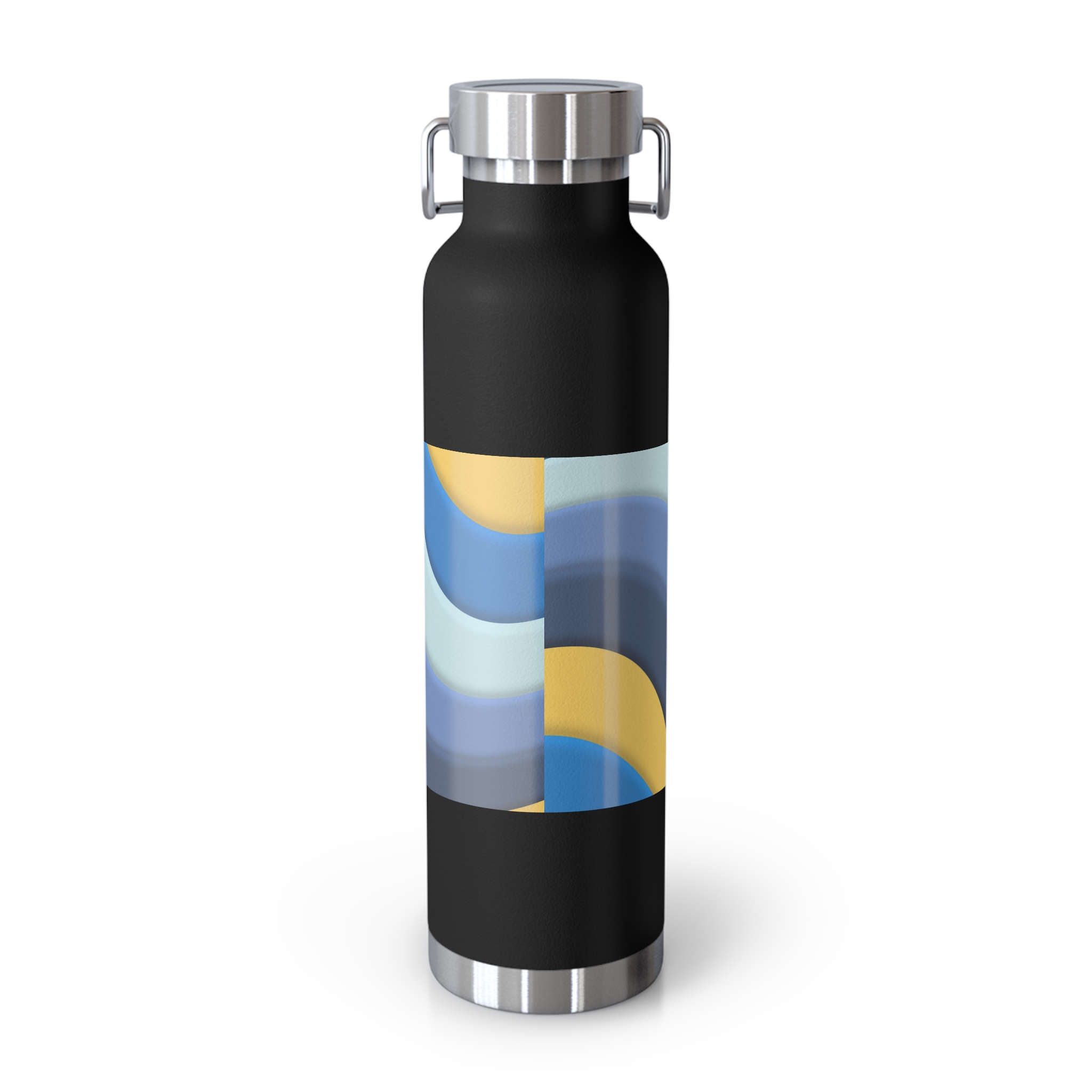 22oz Abstract Blue and Yellow Wave Vacuum Insulated Bottle - Image 19