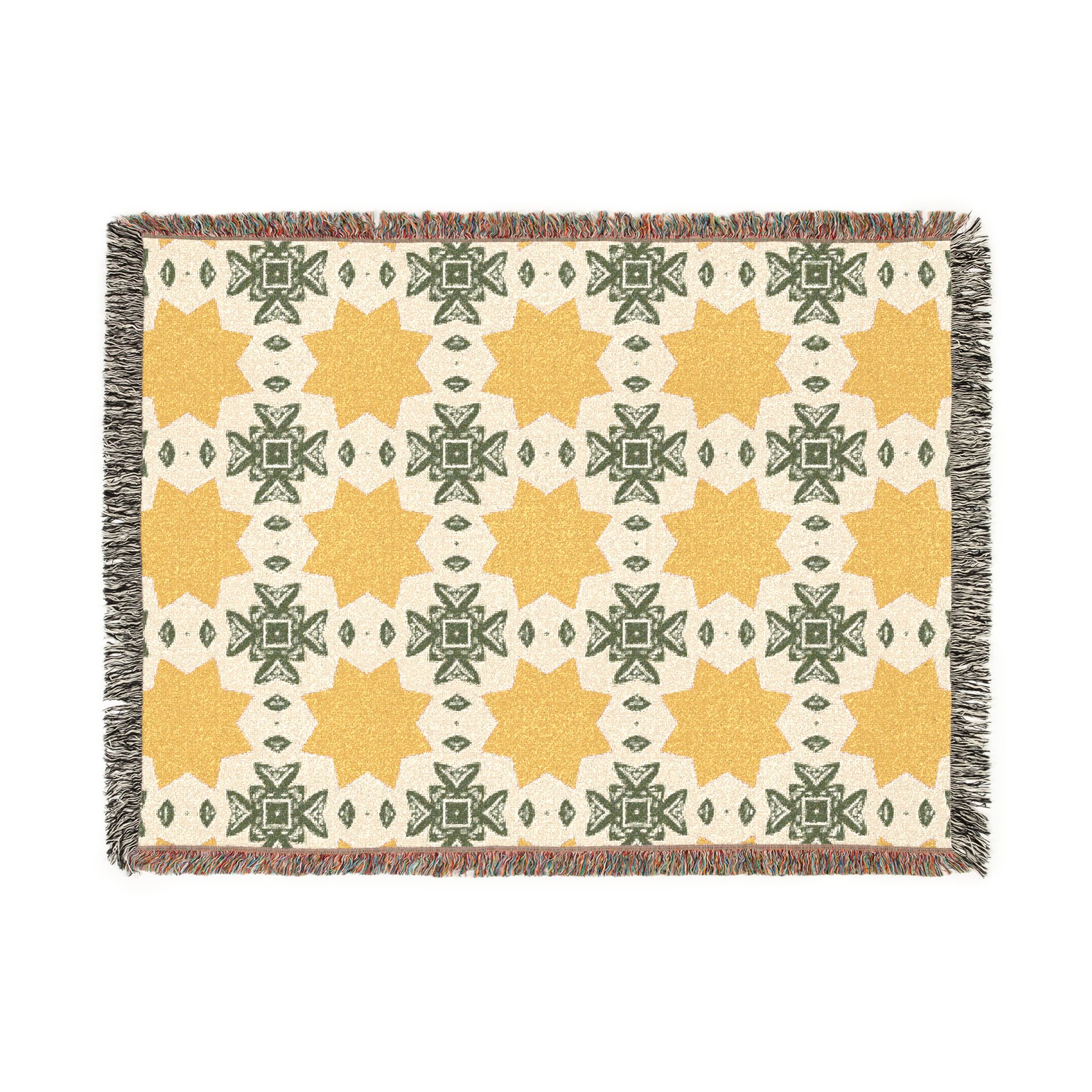 Mustard & Sage Geometric Woven Blanket - Image 17