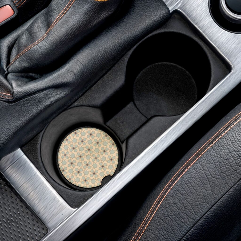 Geometric Pattern Soapstone Car Coaster