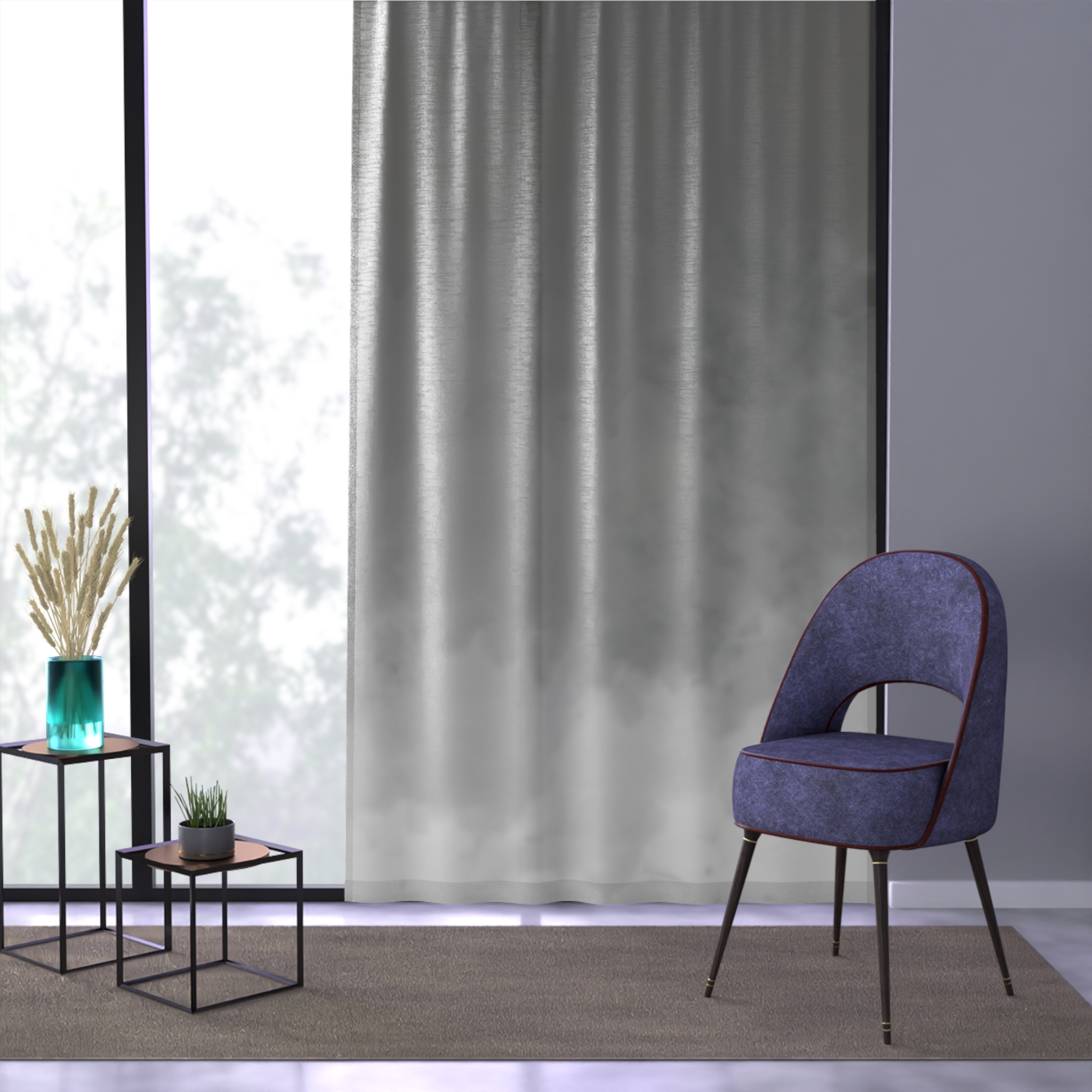 Gray Ombre Sheer Curtain – Fog Gradient Window Panel - Image 3