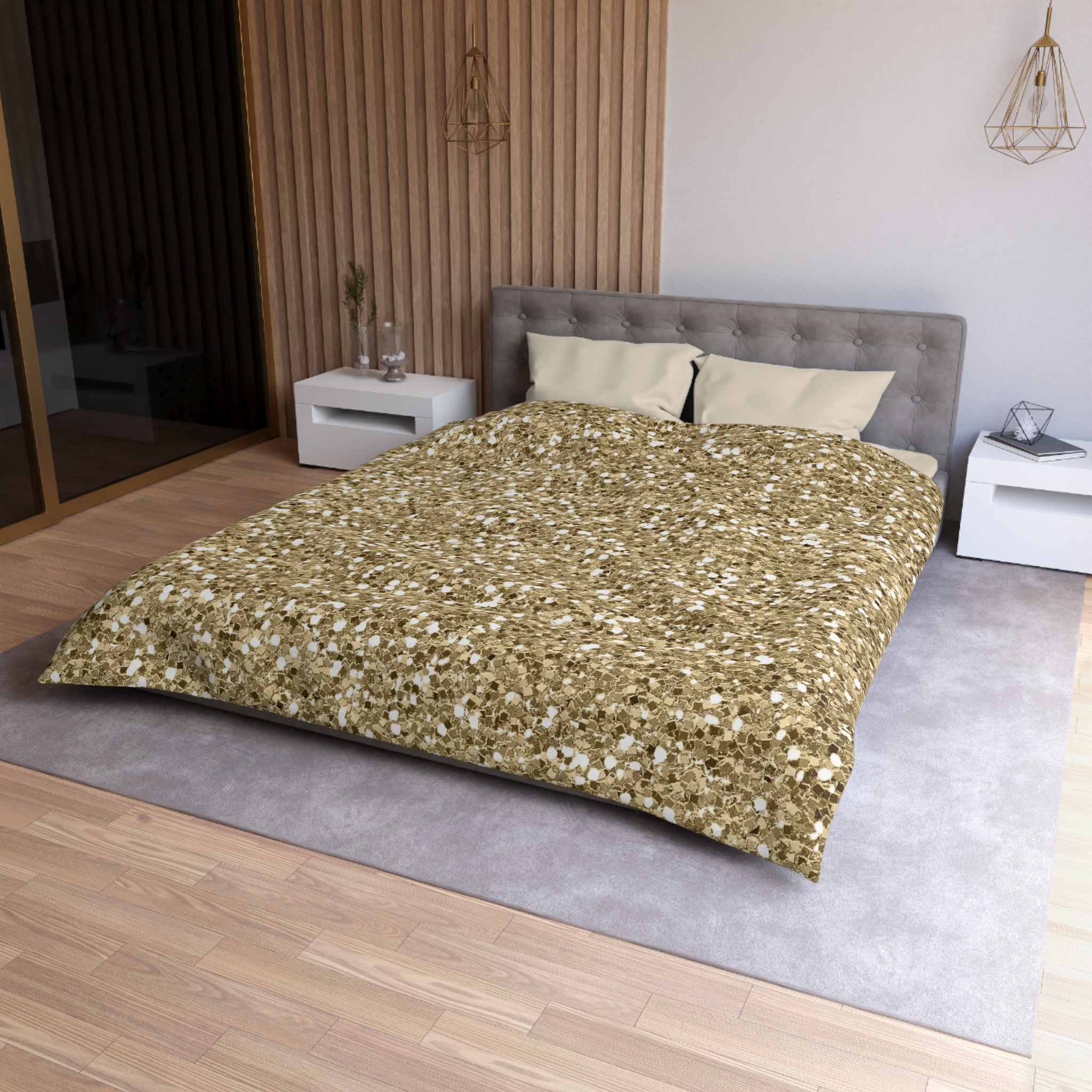 Gold Glitter Microfiber Duvet Cover — Sparkling Metallic Bedding - Image 6