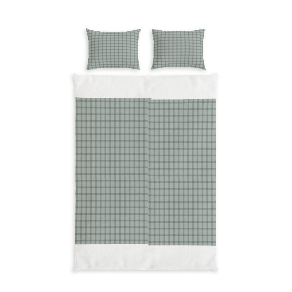 Sage Green Checkered Cotton Bed Set