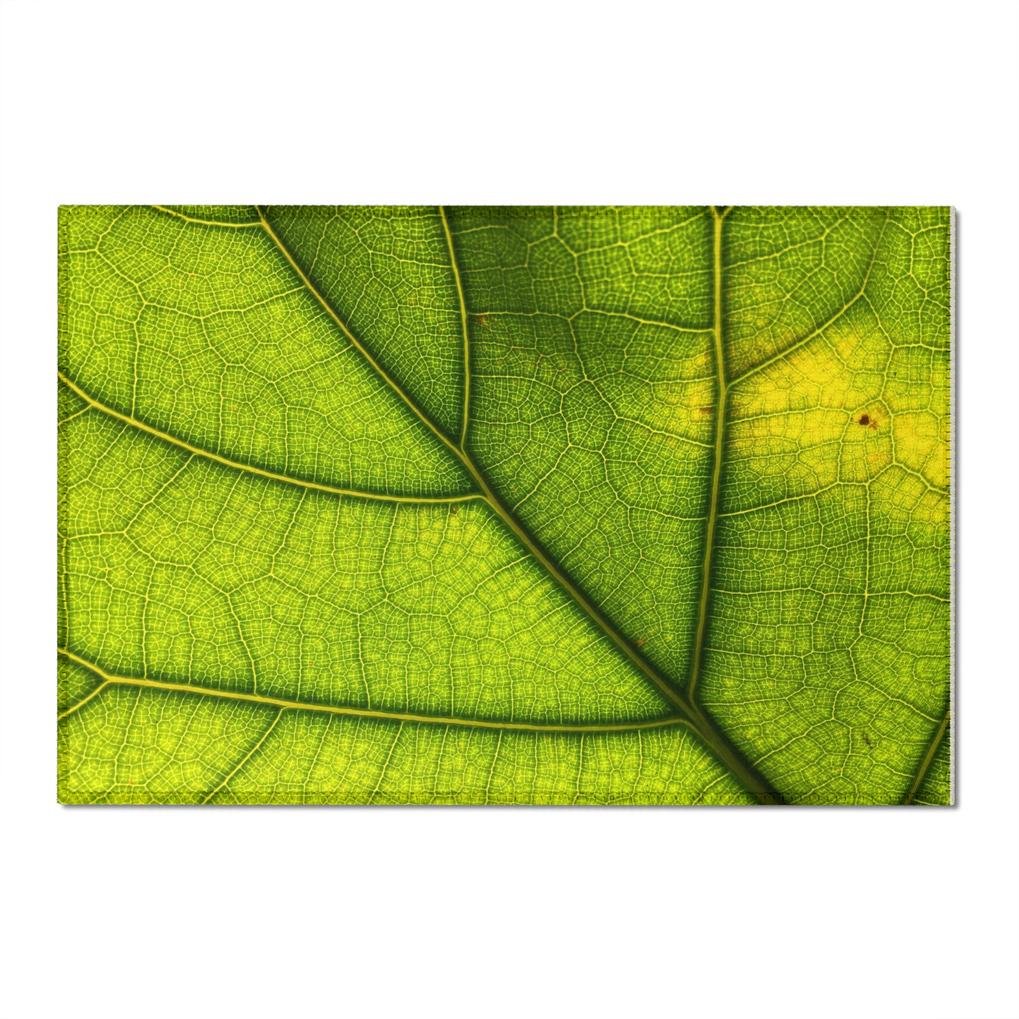 Leaf Vein Chenille Rug — Vibrant Green Botanical Washable Rug - Image 2