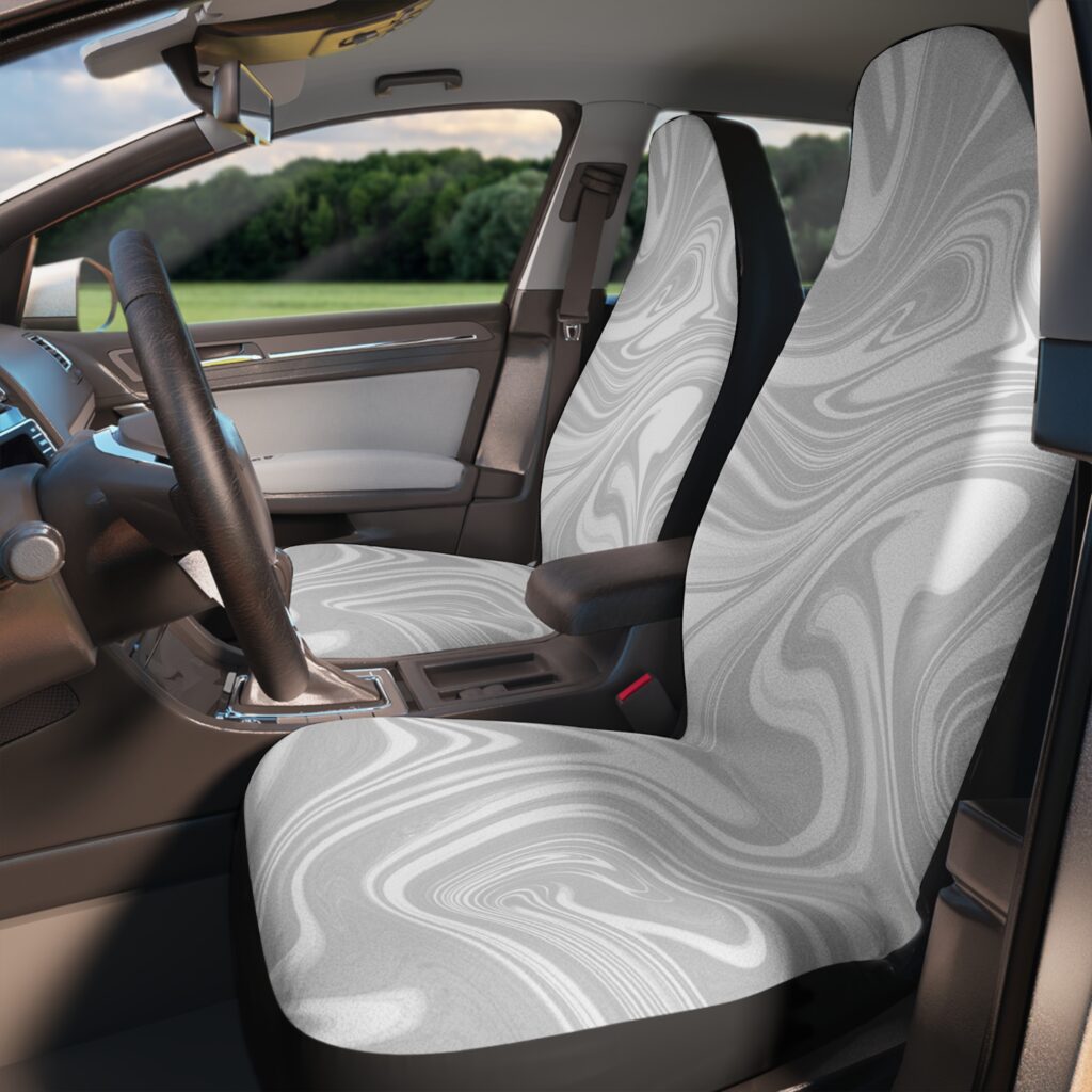 Gray Swirl Marble Car Seat Covers