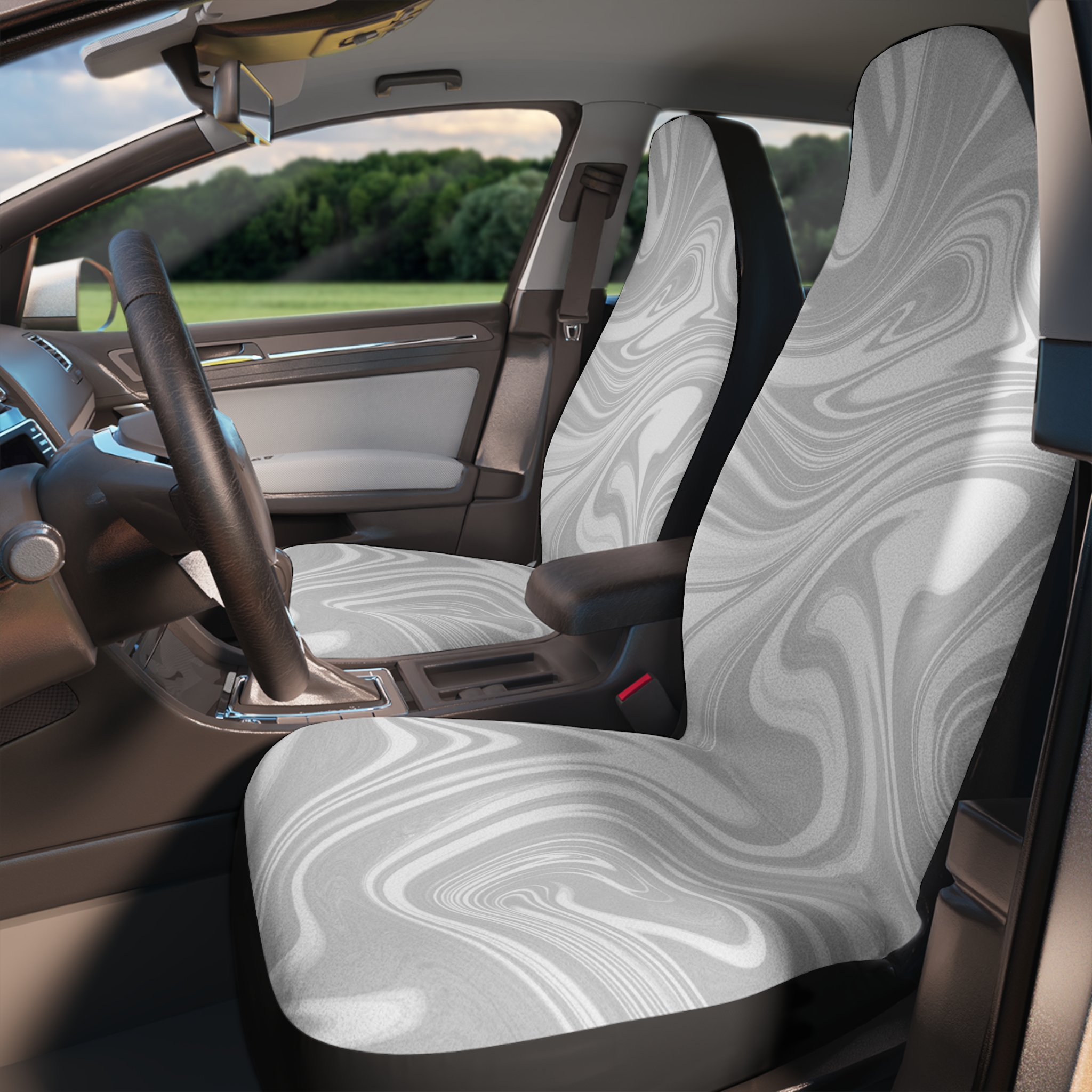 Gray Swirl Marble Car Seat Covers
