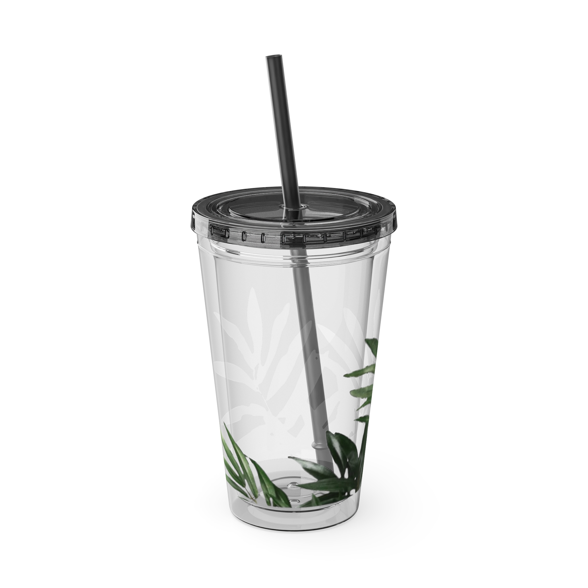 Tropical Green Leaves Tumbler | 16oz Straw Cup - Image 10
