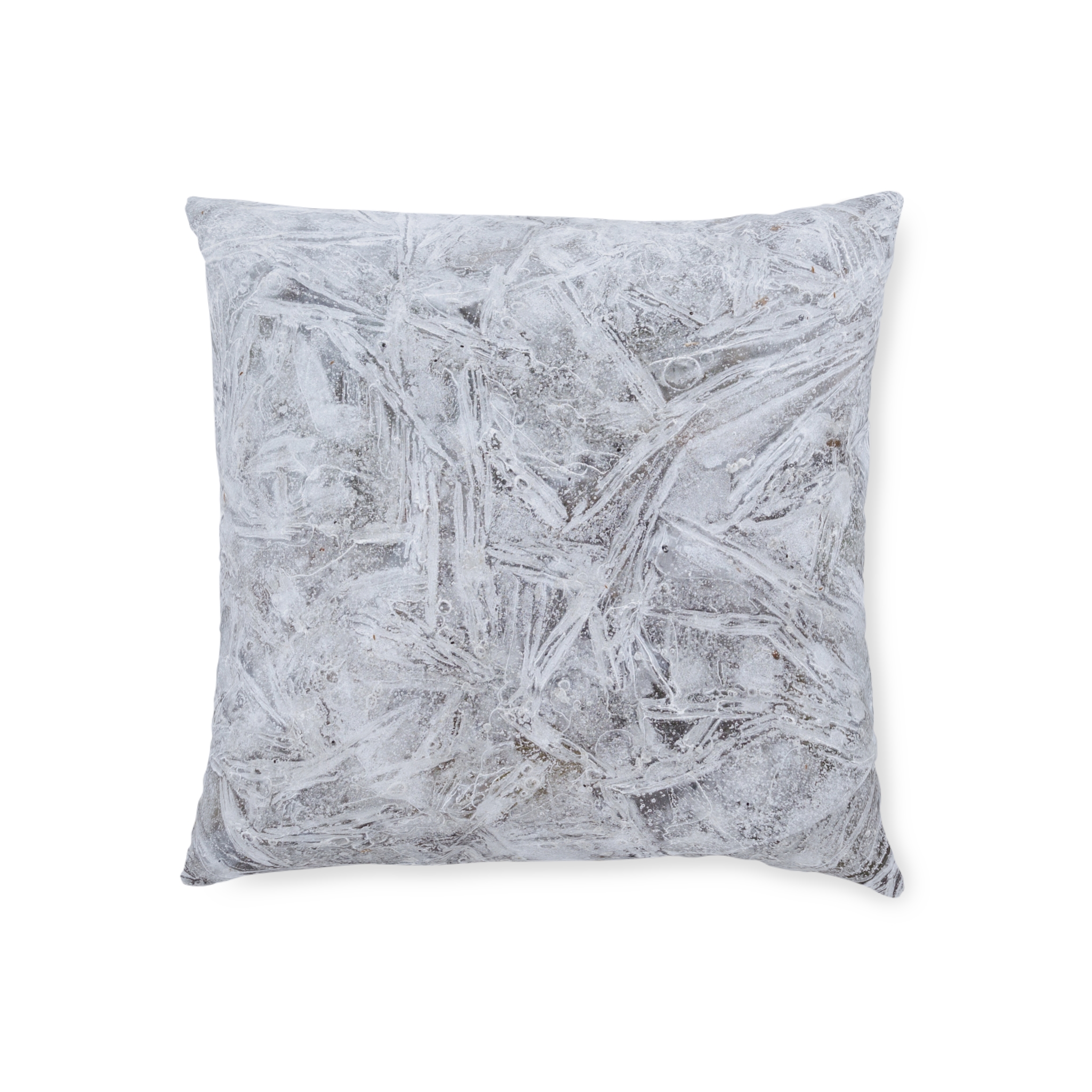 Frosted Ice Texture Square Pillow — Winter Snowflake Accent Cushion - Image 3