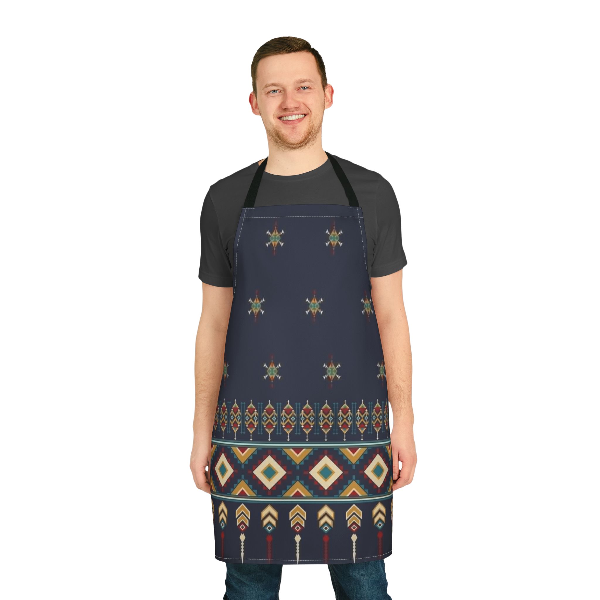 Tribal Pattern Cotton Apron – Boho Geometric Kitchen Apron - Image 14