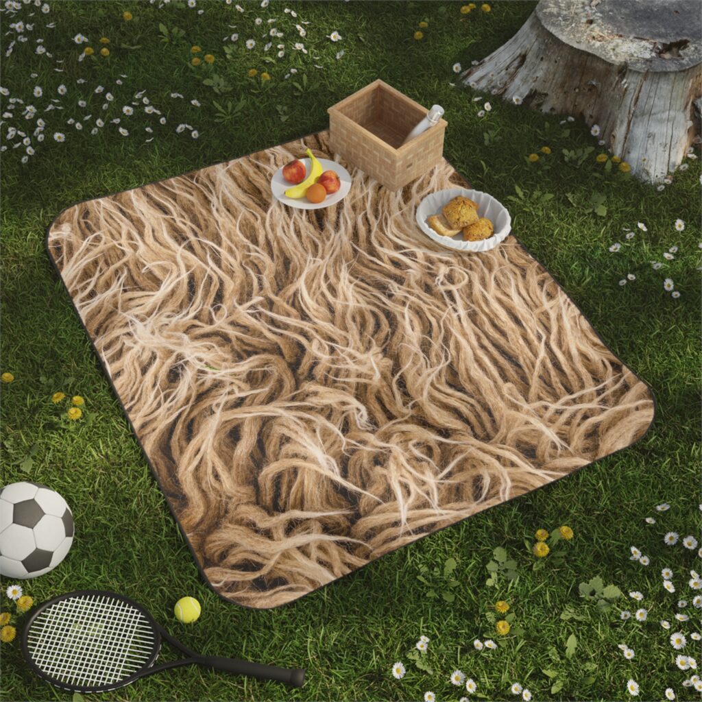Boho Faux Fur Picnic Blanket – Cozy Neutral Outdoor Throw