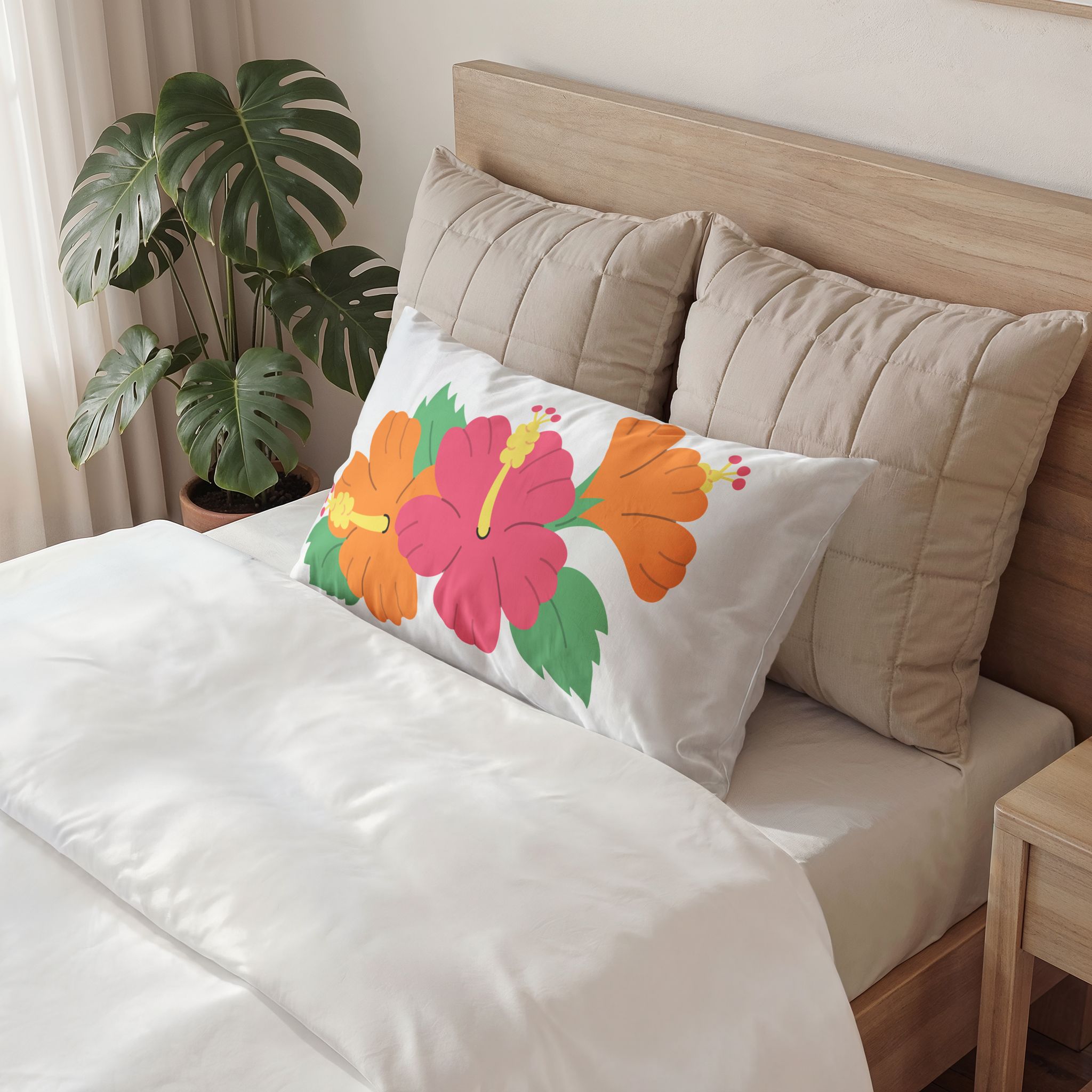 Tropical Hibiscus Floral Cotton Pillow Sham - Image 6