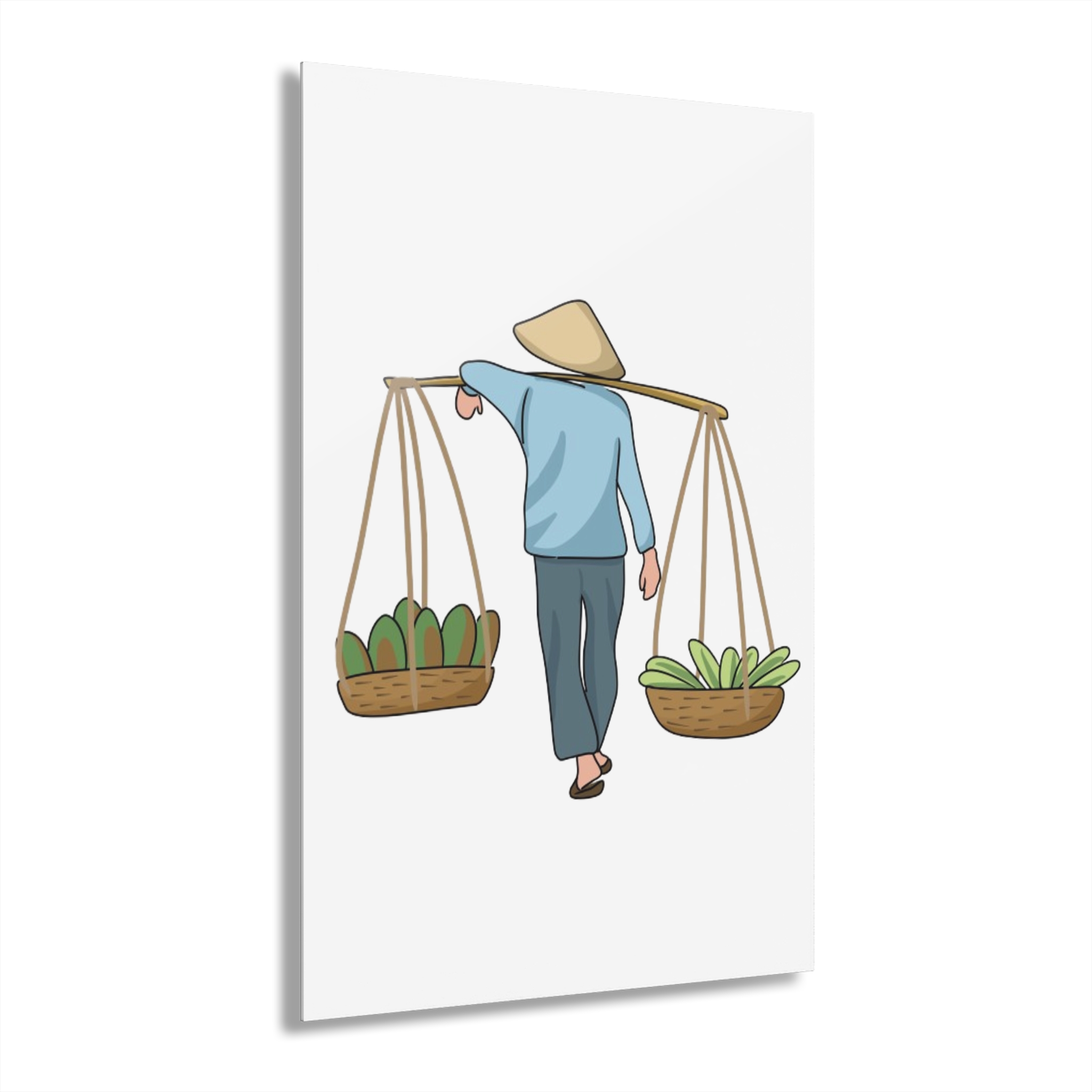 Acrylic Print — Vietnamese Market Vendor Illustration (French Cleat Hanging) - Image 9