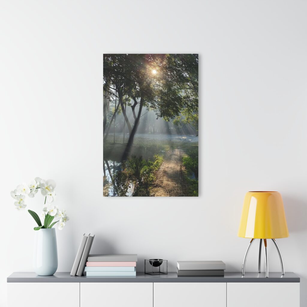 Sunlit Forest Path Acrylic Wall Art – Glossy French Cleat Print