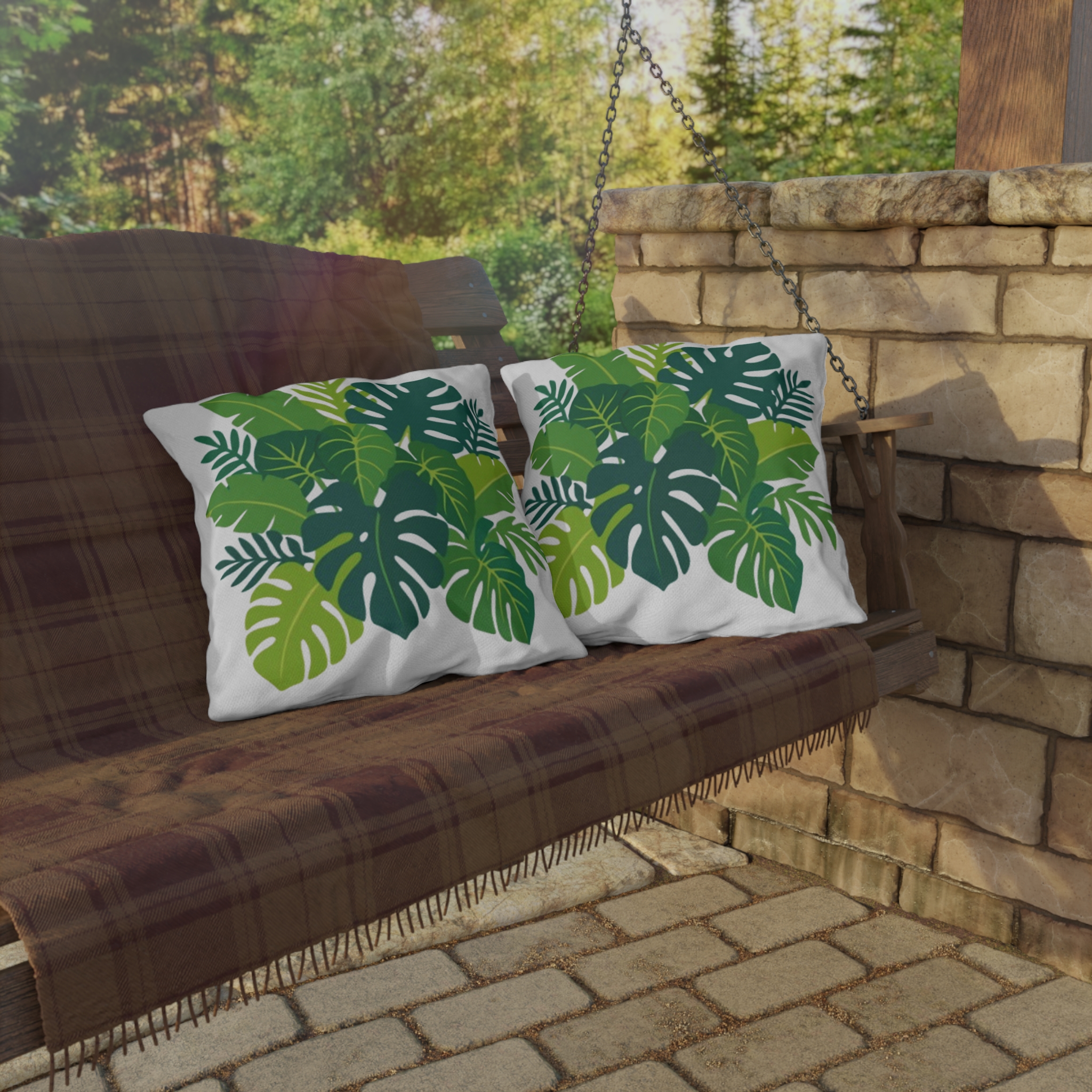 Tropical Monstera Leaf Outdoor Pillow - Image 16