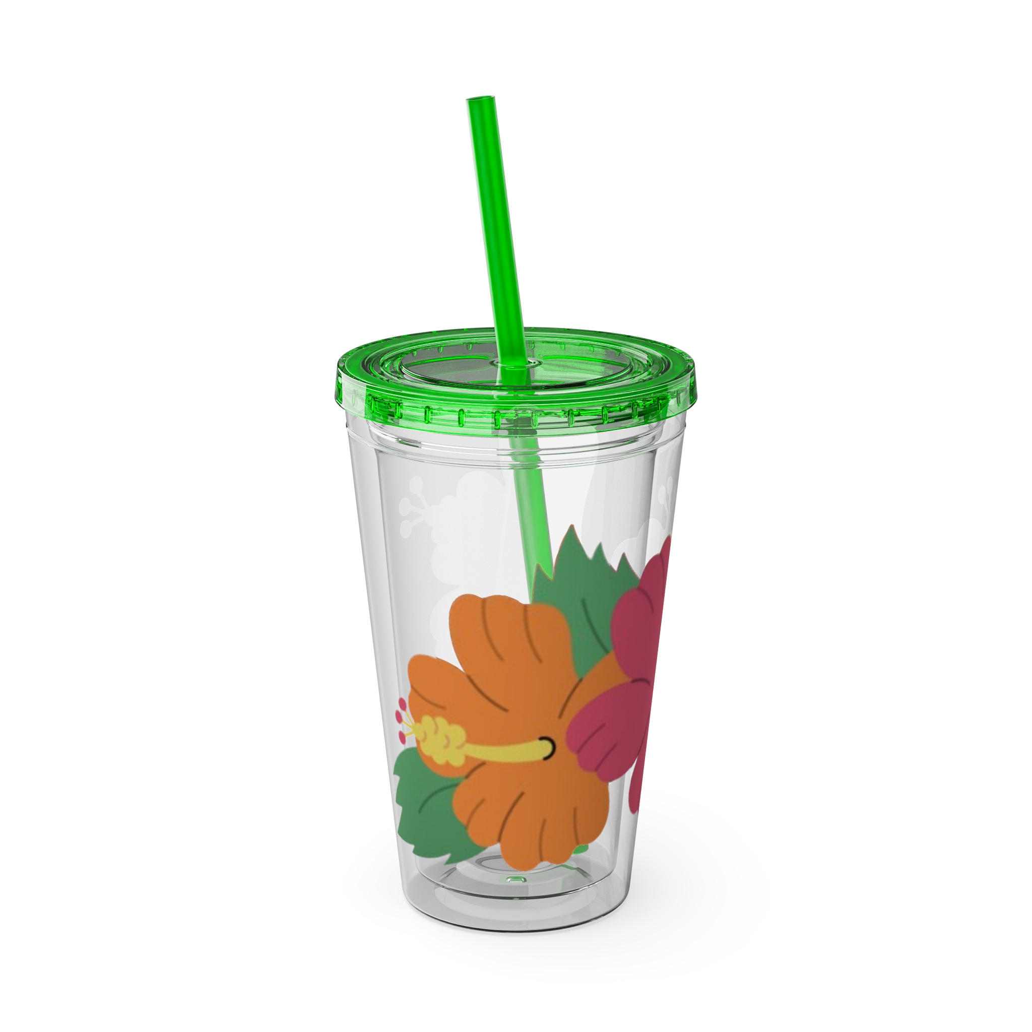 Tropical Hibiscus Sunsplash Tumbler with Straw | 16oz - Image 18