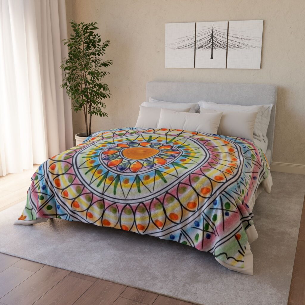 Mandala Sunburst Blanket — Colorful Boho Polyester Throw