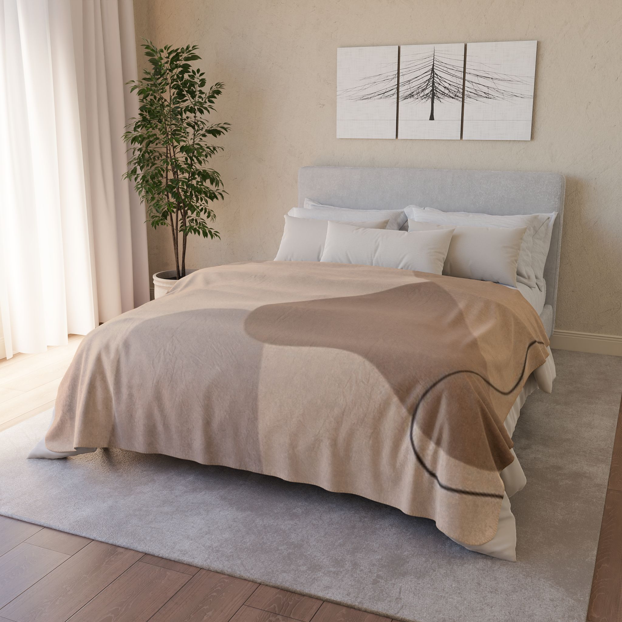 Abstract Neutral Shapes Sherpa Blanket — Cozy Beige Fleece Throw - Image 15