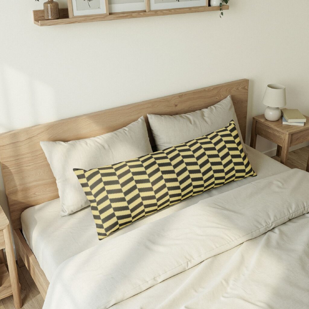 Geometric Black and Gold Wave Pattern Body Pillow