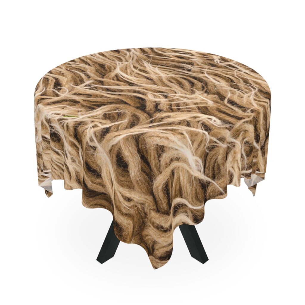 Faux Fur Shag Tablecloth — Cozy Brown Shaggy Texture Table Cover