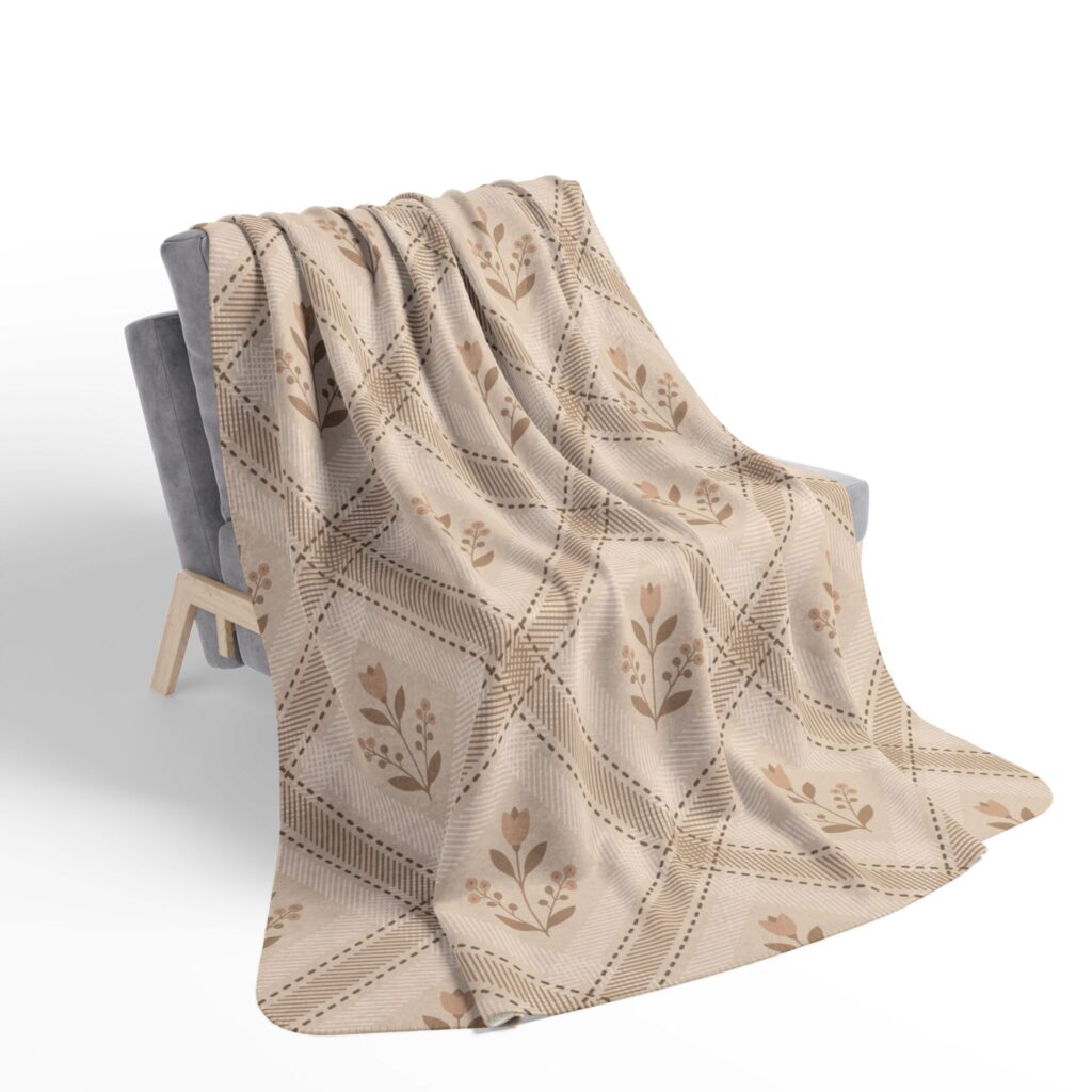 Vintage Floral Diamond Fleece Sherpa Blanket