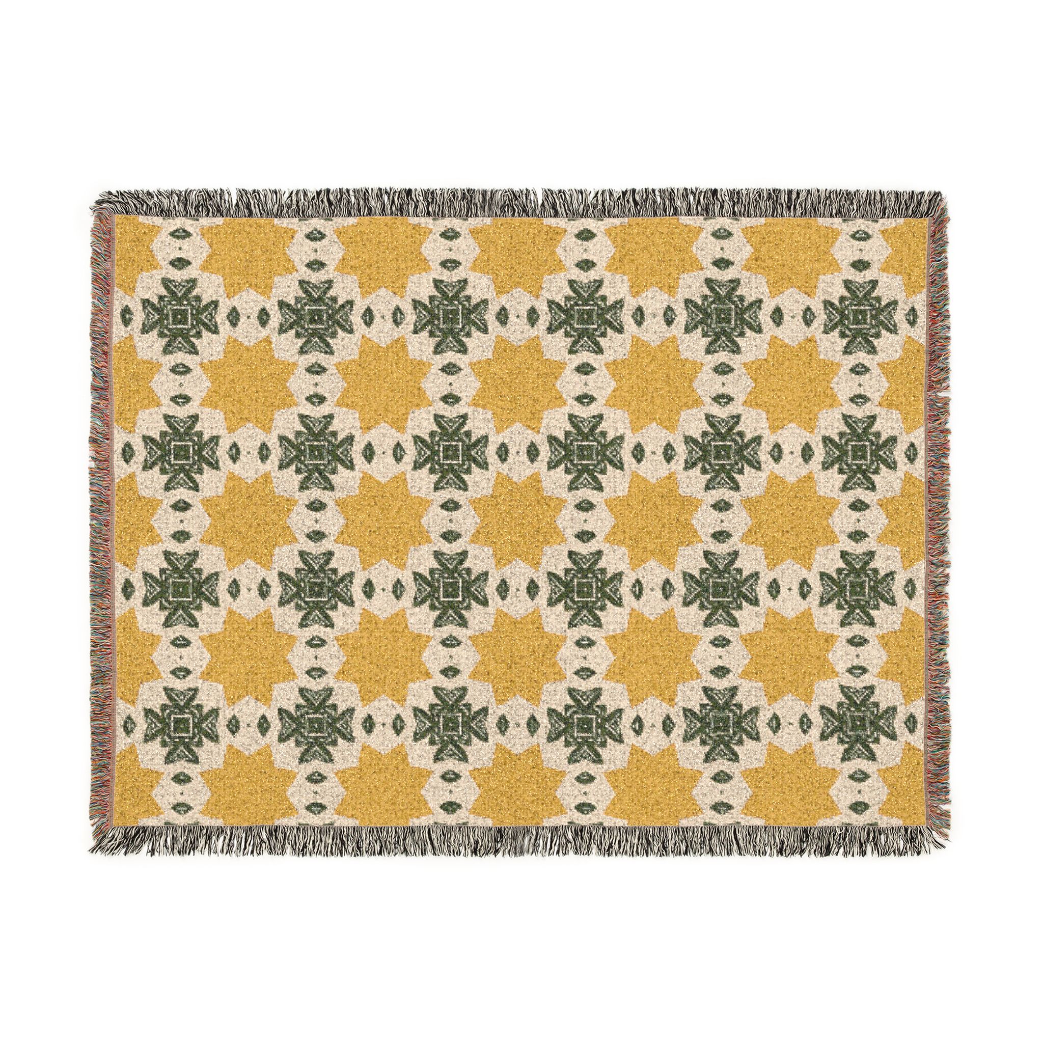 Mustard & Sage Geometric Woven Blanket - Image 11