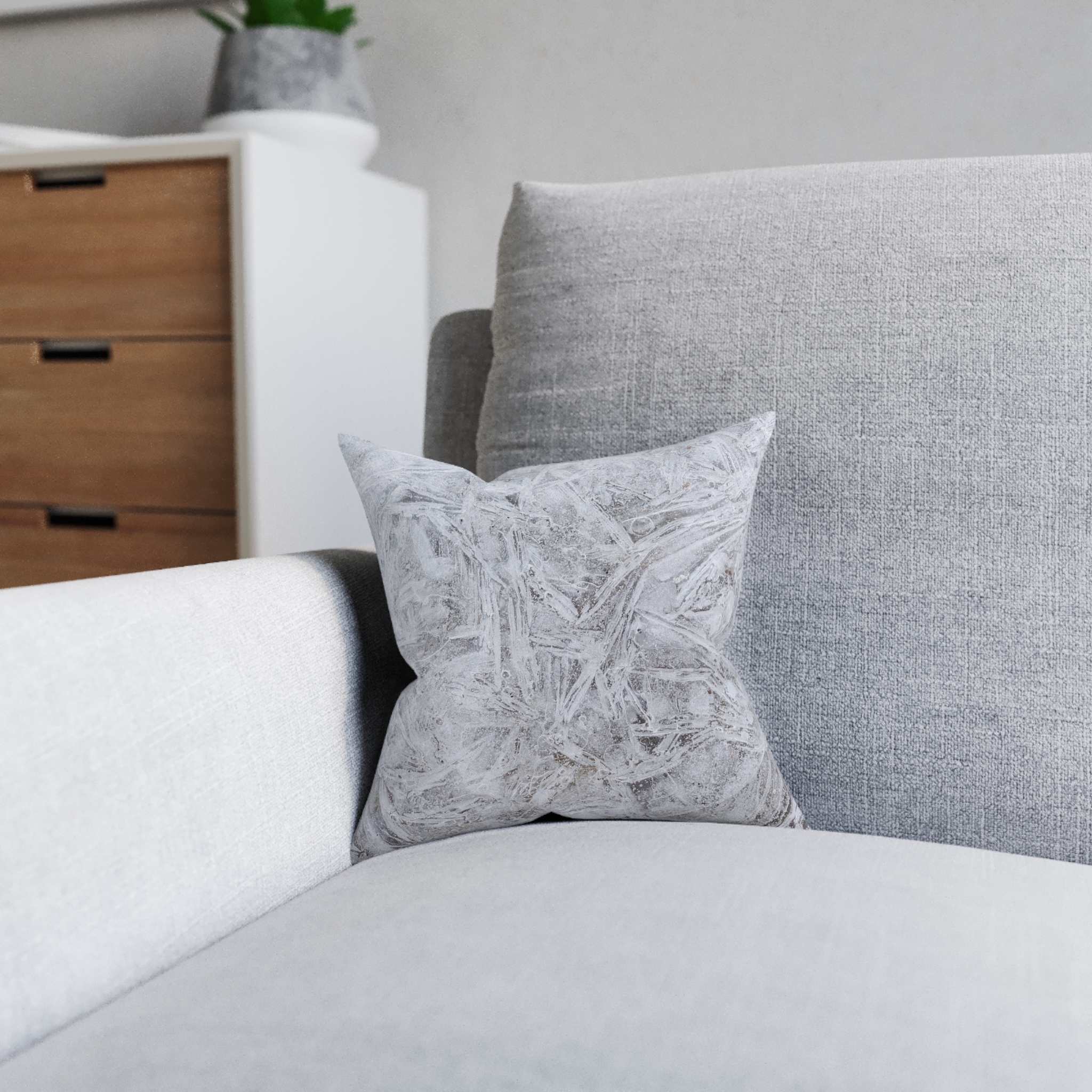 Frosted Ice Texture Square Pillow — Winter Snowflake Accent Cushion - Image 8