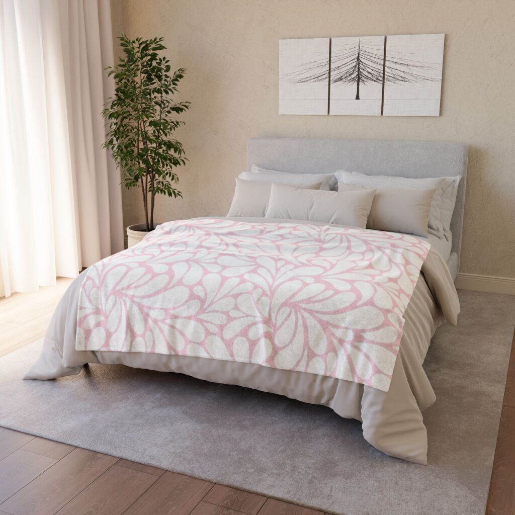 Pink Floral Pattern Soft Polyester Blanket