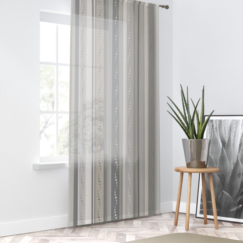 Modern Gray Striped Window Curtain