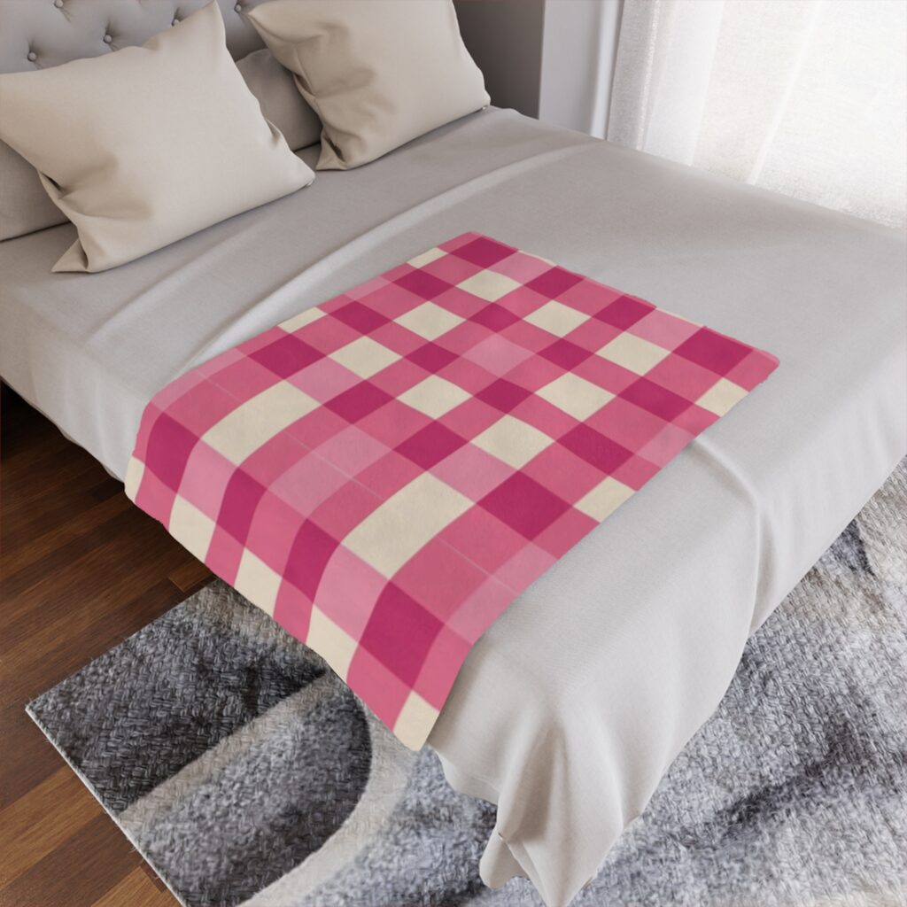 Pink Gingham Minky Blanket