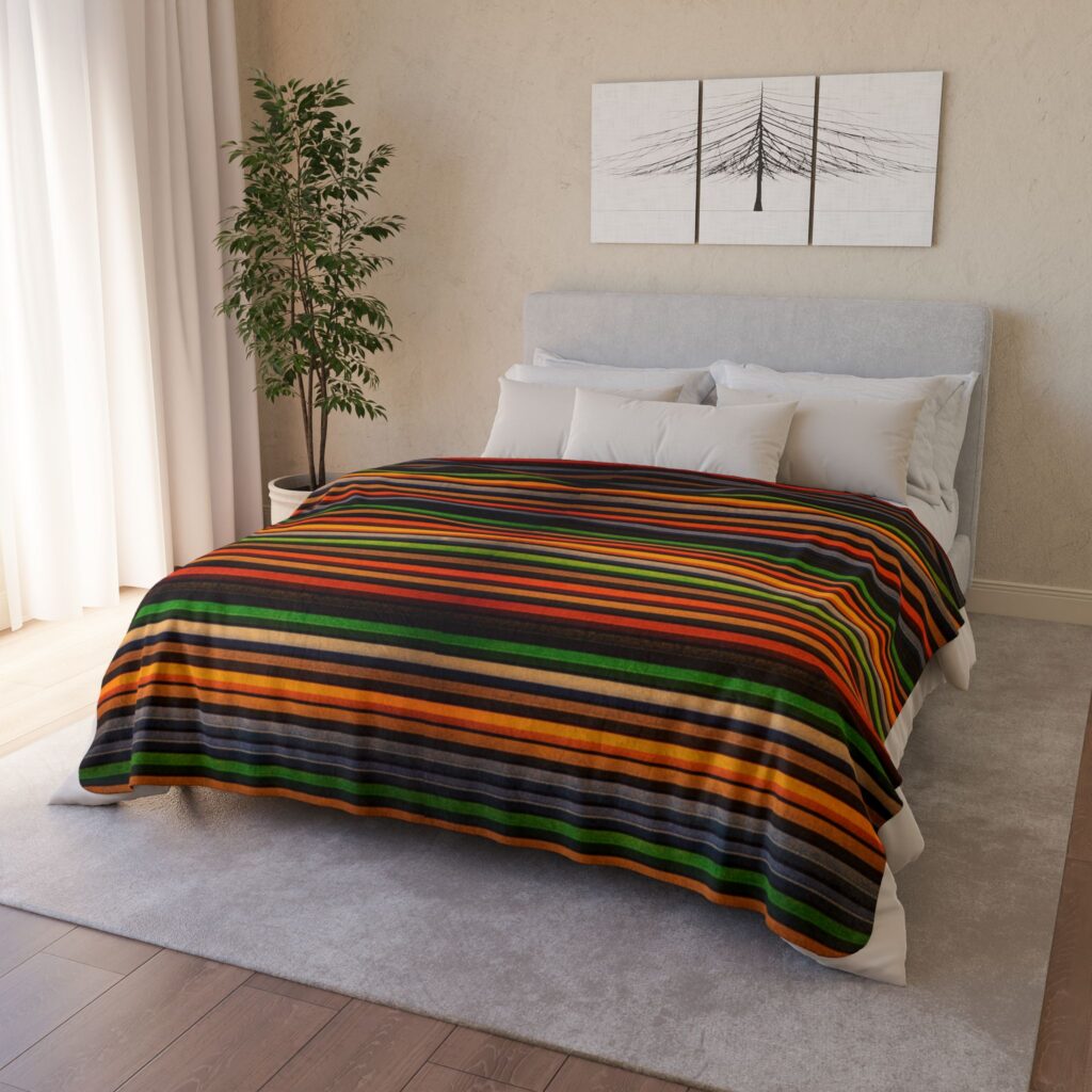 Colorful Striped Fleece Sherpa Blanket