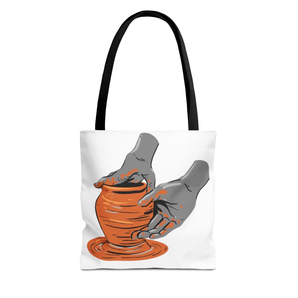 Pottery Hands Tote Bag — Ceramic Wheel Throwing Art Tote