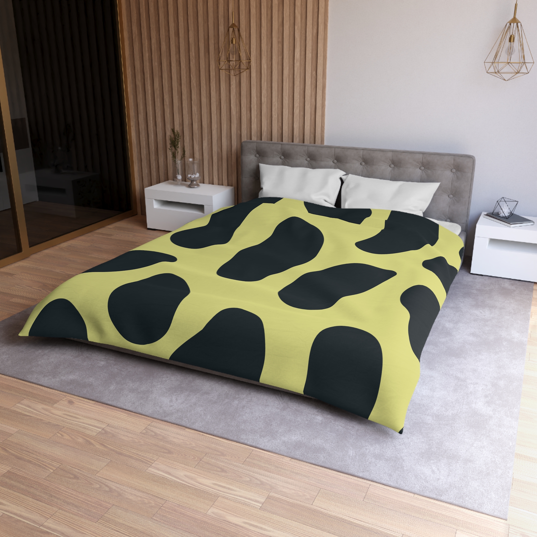 Black and Yellow Abstract Pattern Microfiber Duvet Cover - Image 15