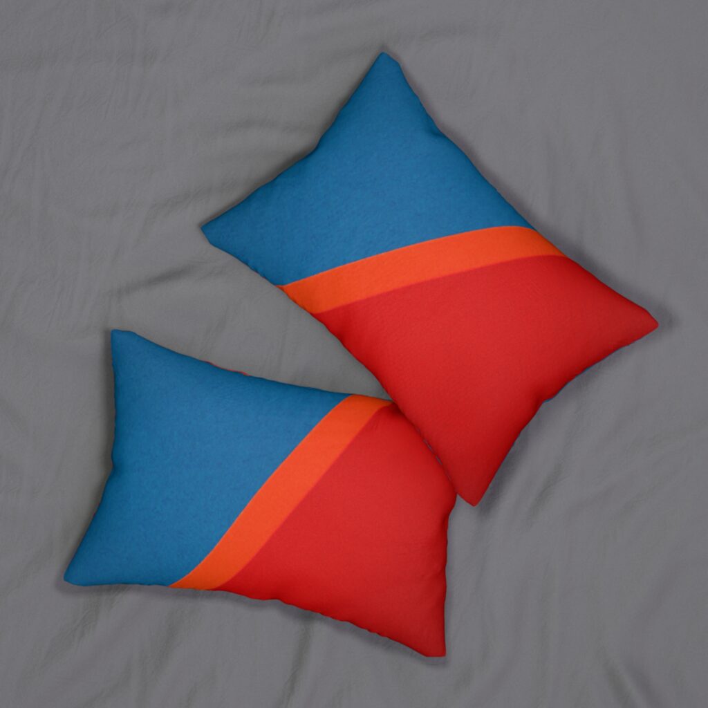 Modern Blue and Red Geometric Lumbar Pillow