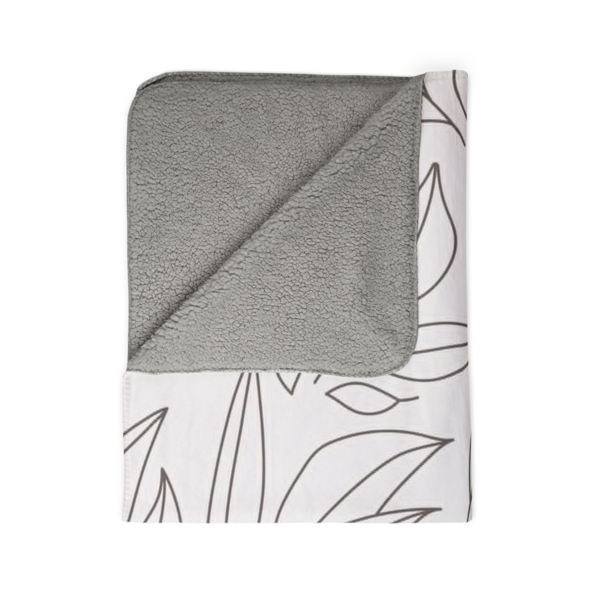 Leaf Outline Fleece Sherpa Blanket – Minimal Botanical Throw - Image 5