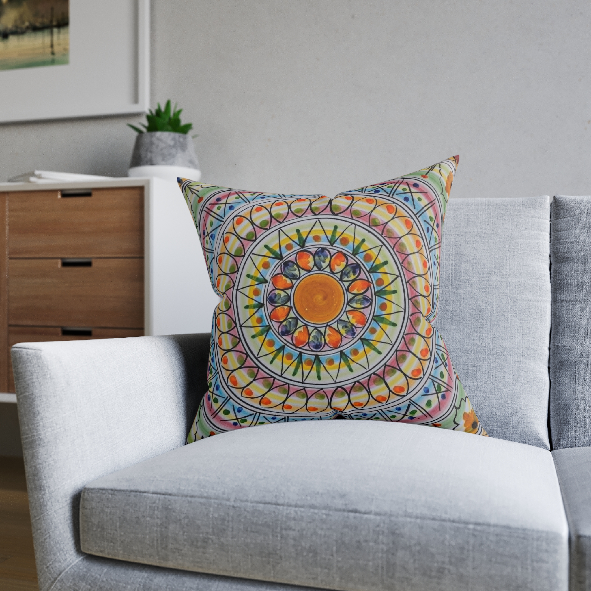 Bohemian Mandala Square Pillow — Colorful Geometric Decorative Cushion - Image 12