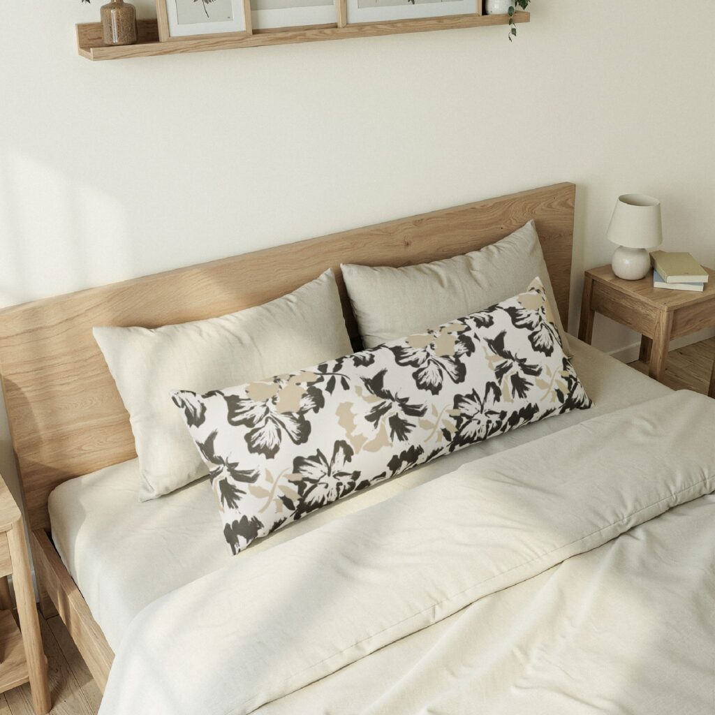 Neutral Floral Print Body Pillow