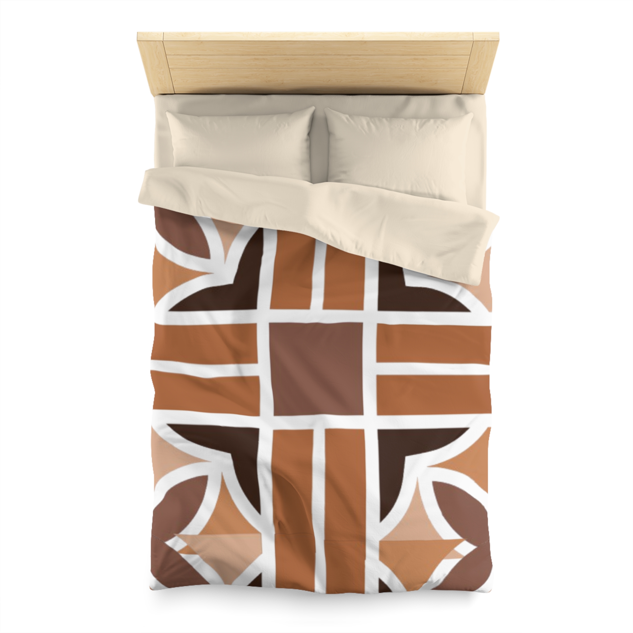 Geometric Brown Abstract Microfiber Duvet Cover - Image 3
