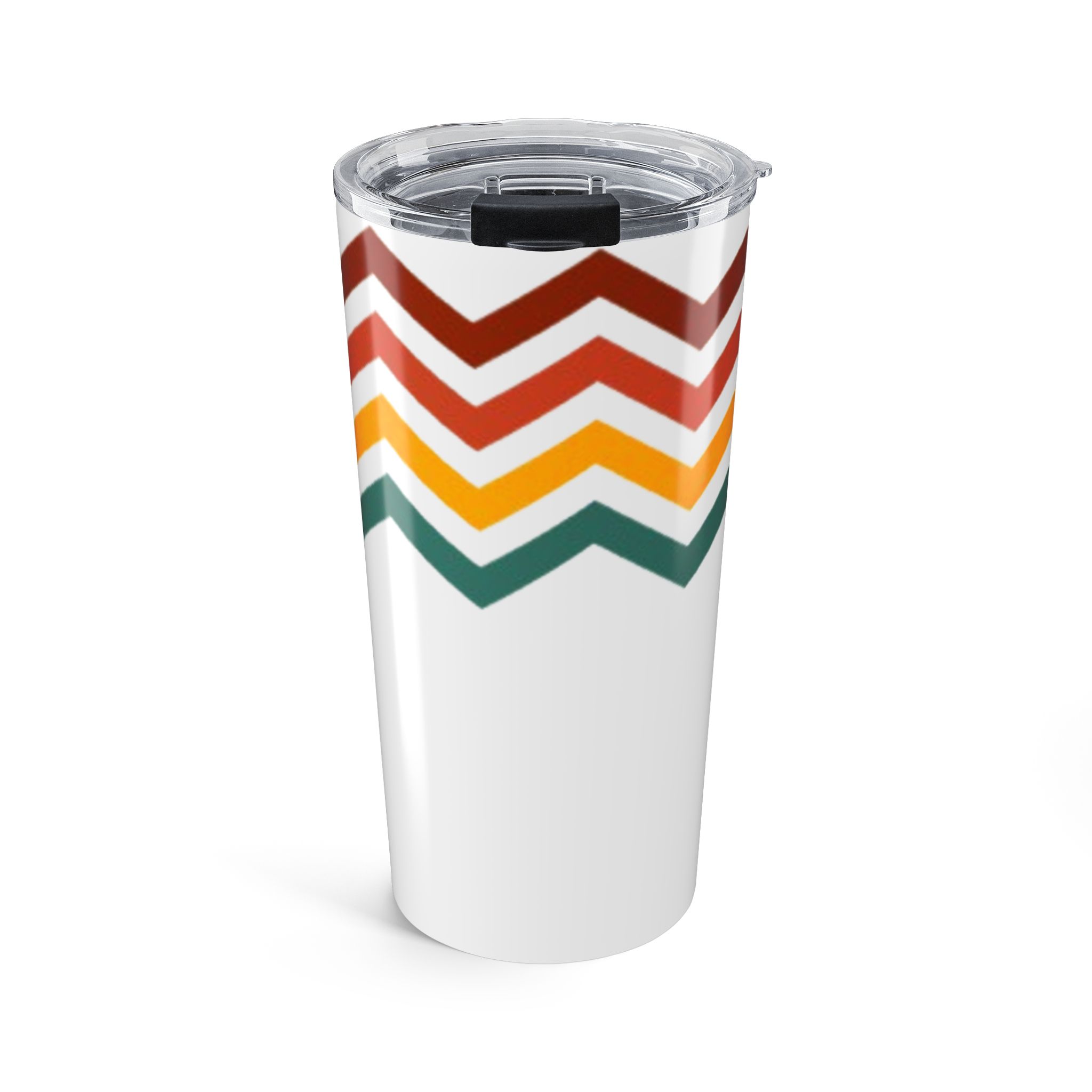 20oz Retro Chevron Tumbler – Insulated Travel Cup with Earth Tone Stripes - Image 2