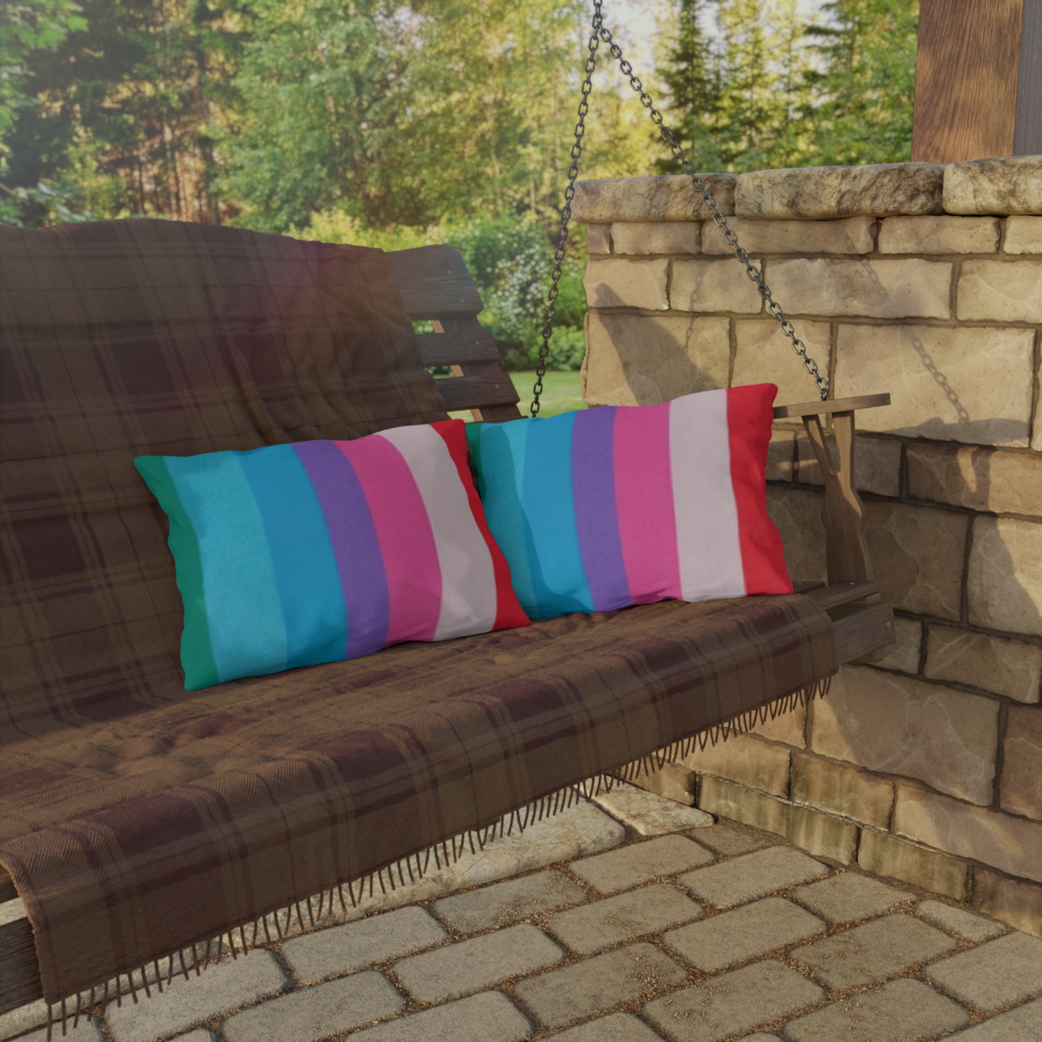Outdoor Pillow – Colorful Rainbow Striped LGBTQ+ Pride Cushion - Image 12