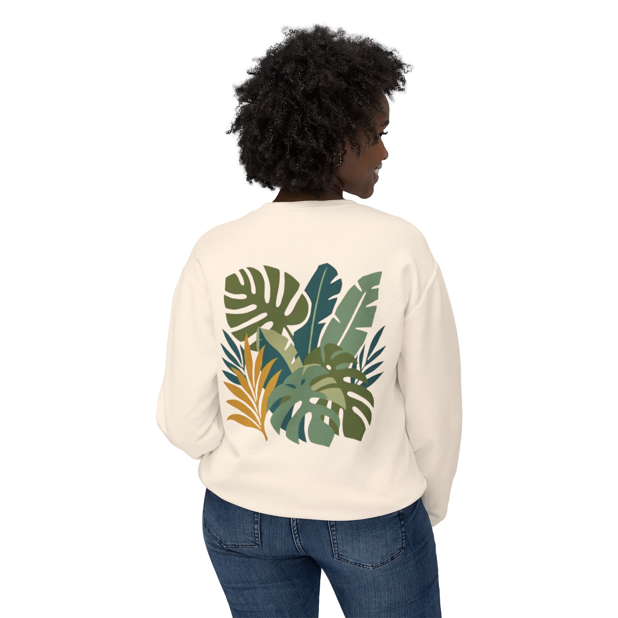 Tropical Leaf Botanical Print Sweatshirt - Image 12