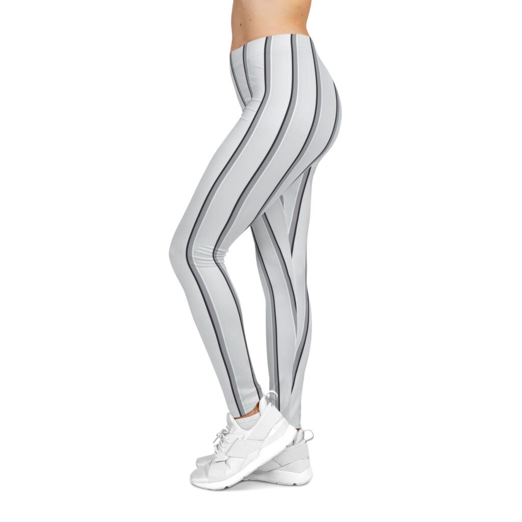 Women's Black and White Vertical Stripe Leggings