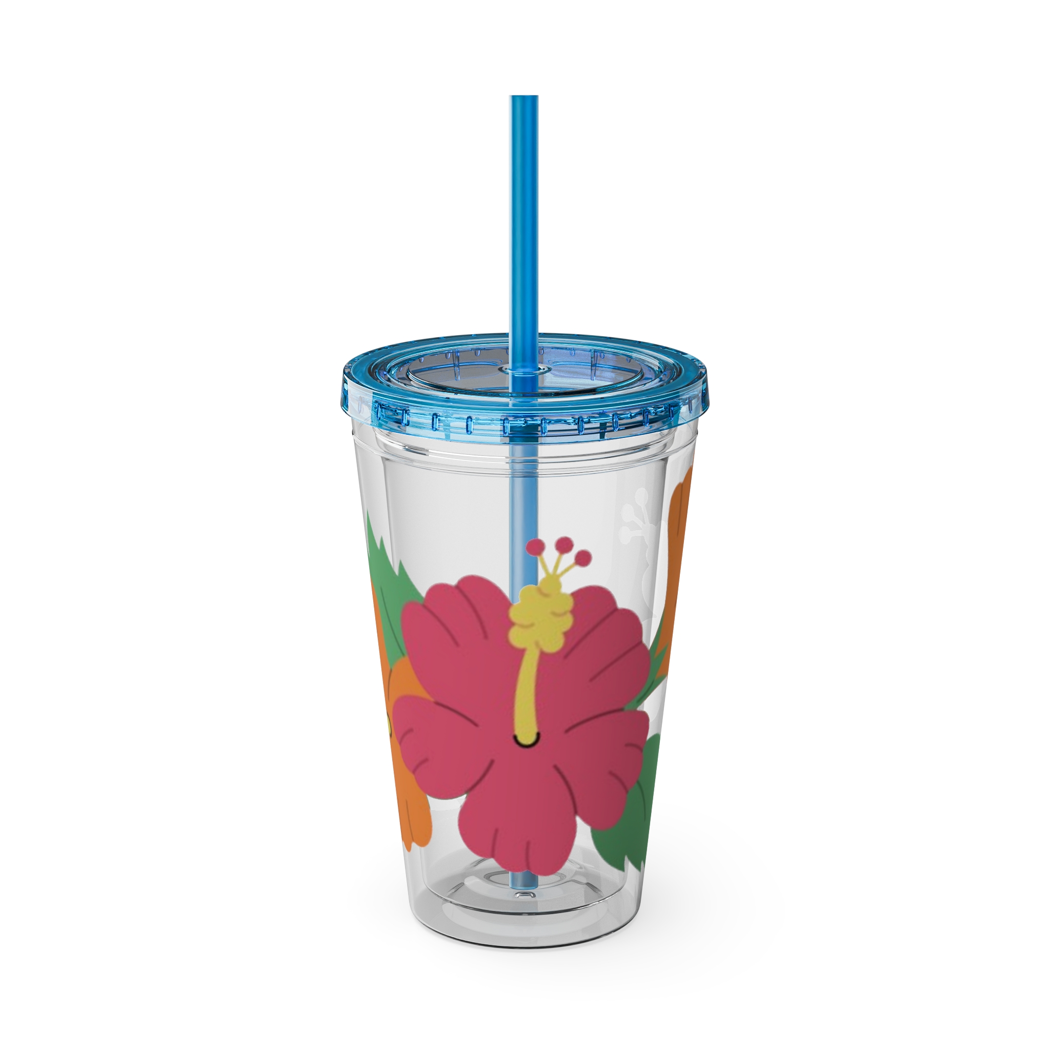 Tropical Hibiscus Sunsplash Tumbler with Straw | 16oz - Image 25