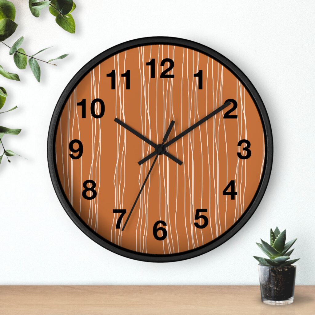 Woodgrain Stripes Wall Clock | Rustic Modern Home Decor