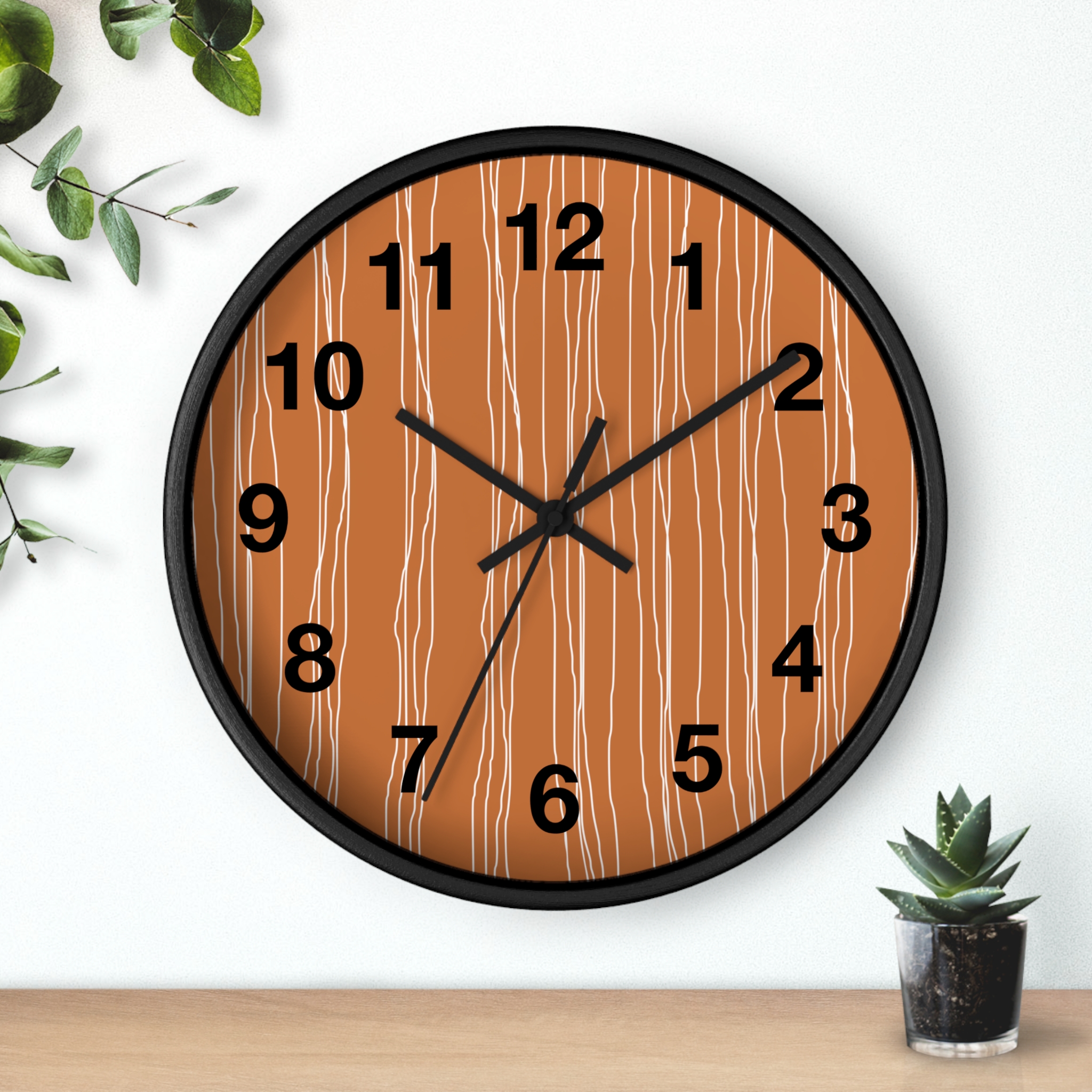 Woodgrain Stripes Wall Clock | Rustic Modern Home Decor