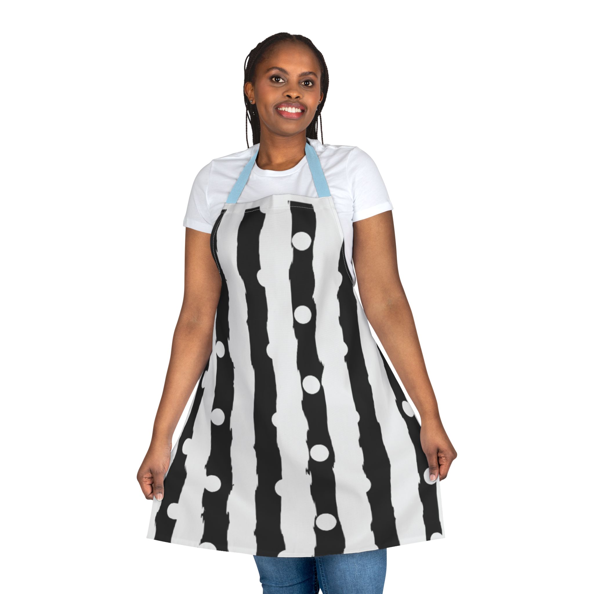 Monochrome Striped Dot Apron — Modern Black & White Kitchen Apron - Image 12
